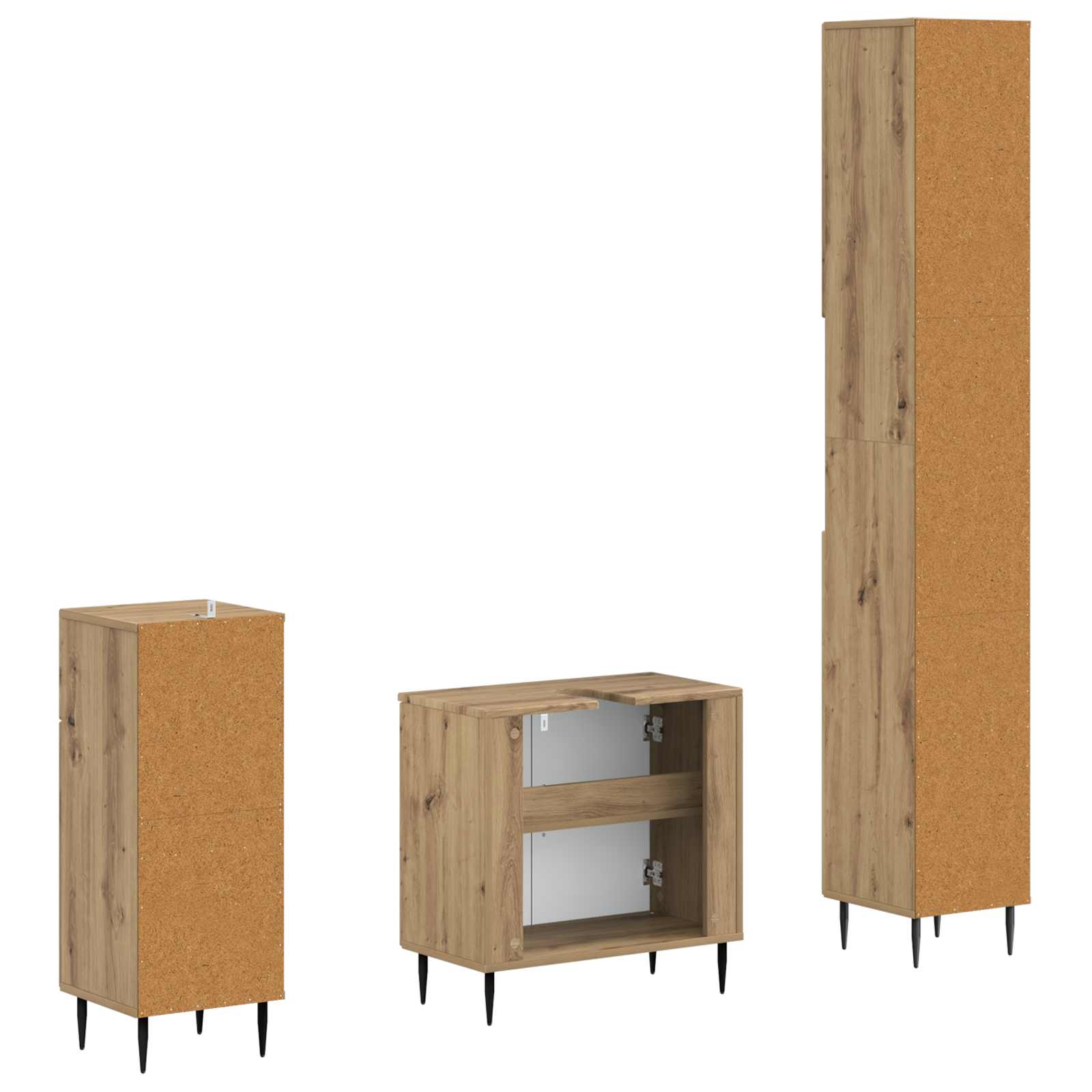 3-delige badkamerkast set HAARLEM Bewerkt hout is nu te koop bij PeponiXL, paradijselijk wonen!