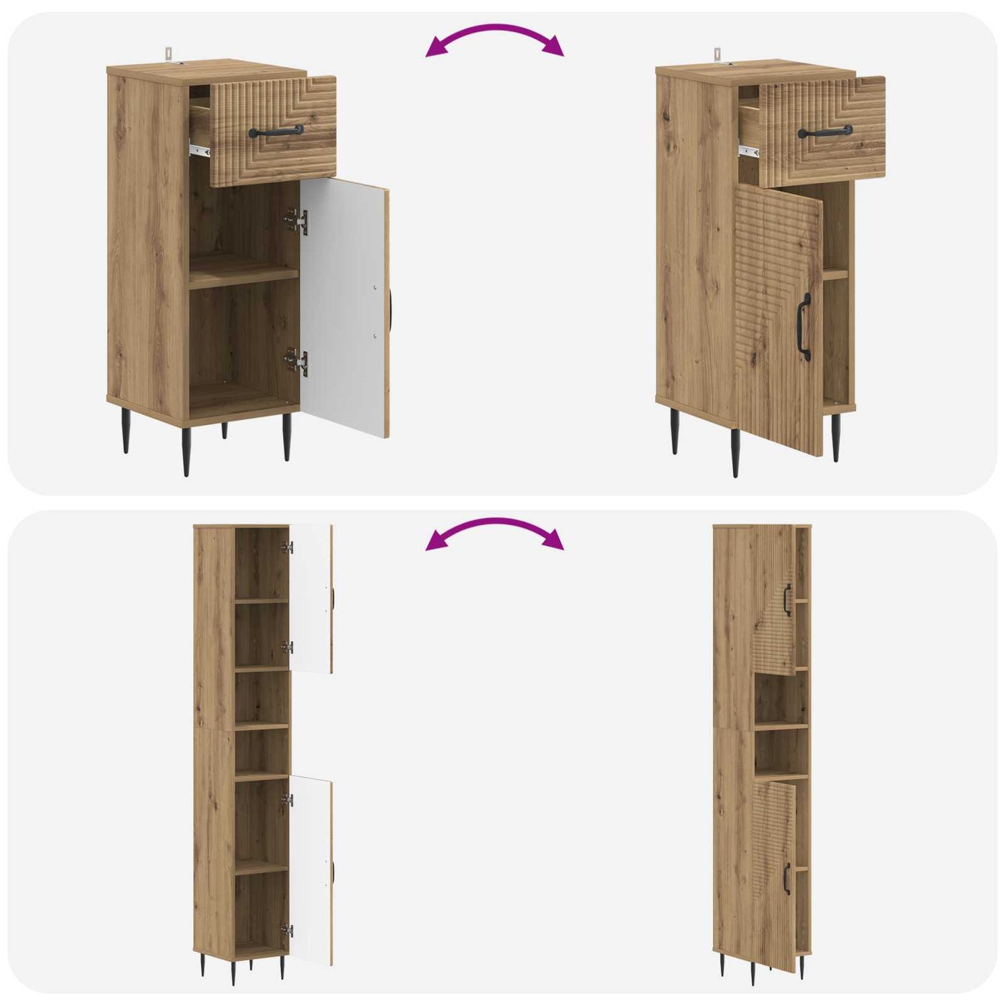 3-delige badkamerkast set HAARLEM Bewerkt hout is nu te koop bij PeponiXL, paradijselijk wonen!