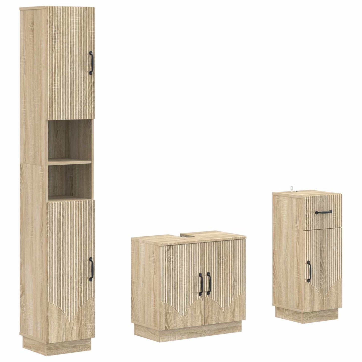3-delige badkamerkast set HOORN Bewerkt hout is nu te koop bij PeponiXL, paradijselijk wonen!