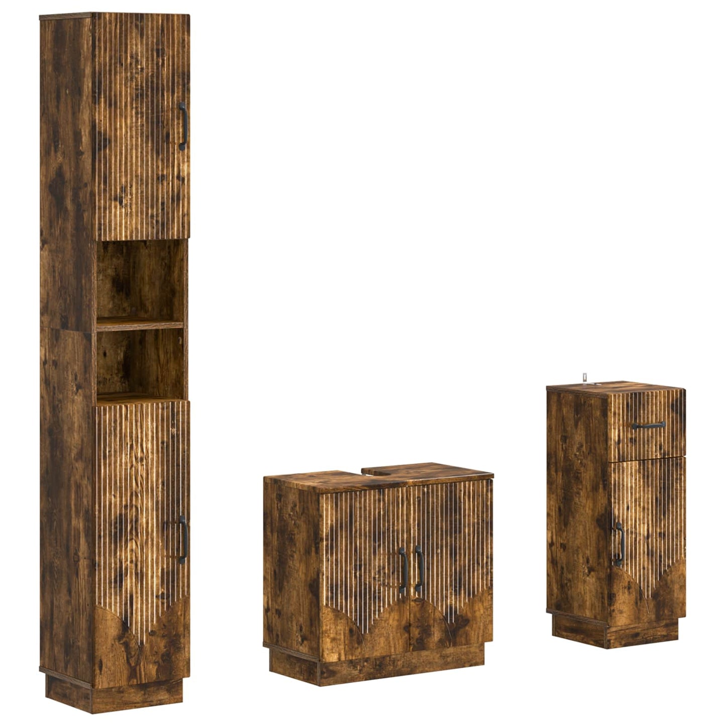 3-delige badkamerkast set HOORN Bewerkt hout is nu te koop bij PeponiXL, paradijselijk wonen!