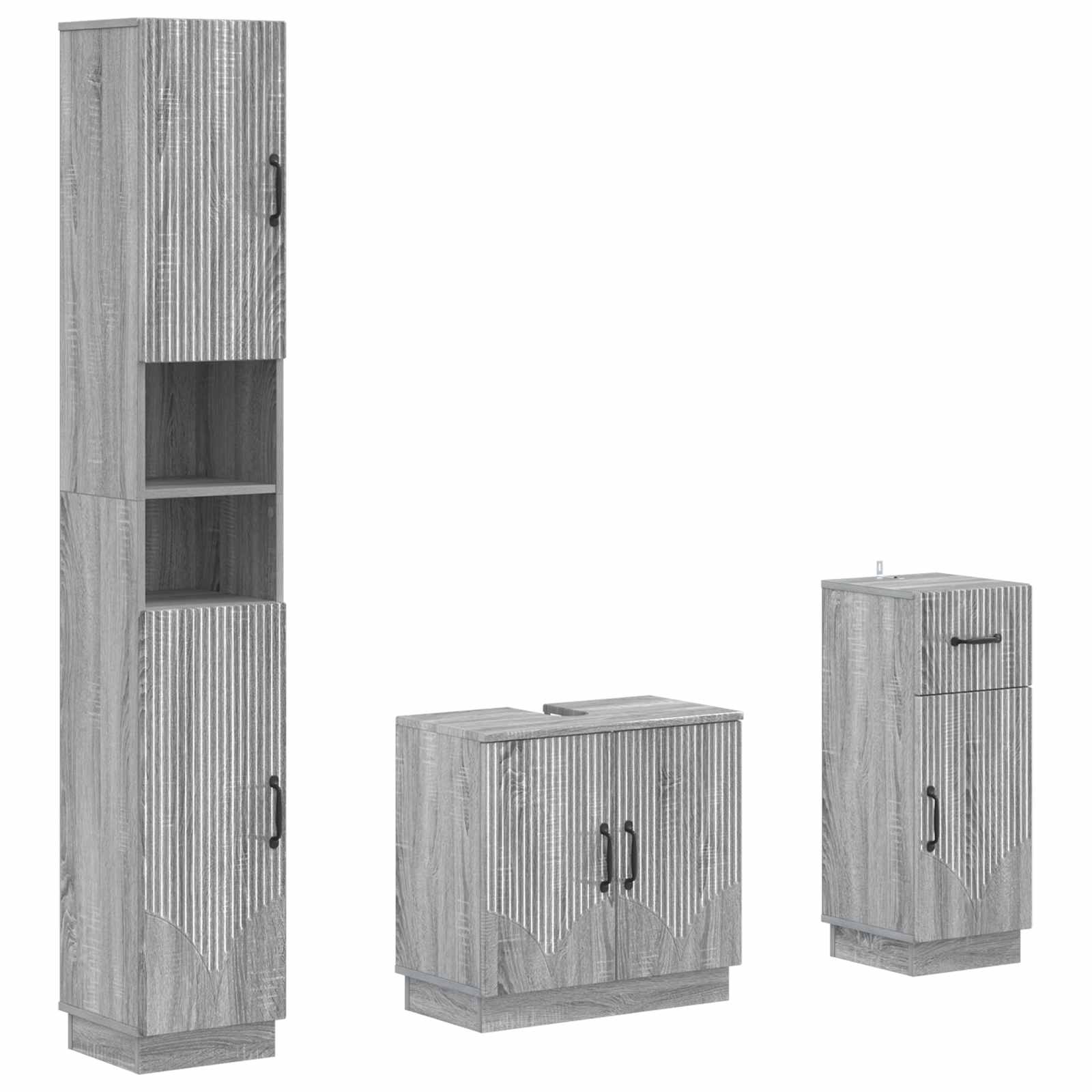 3-delige badkamerkast set HOORN Bewerkt hout is nu te koop bij PeponiXL, paradijselijk wonen!