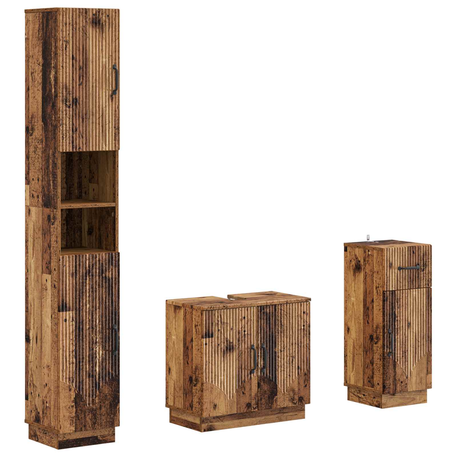 3-delige badkamerkast set HOORN Bewerkt hout is nu te koop bij PeponiXL, paradijselijk wonen!