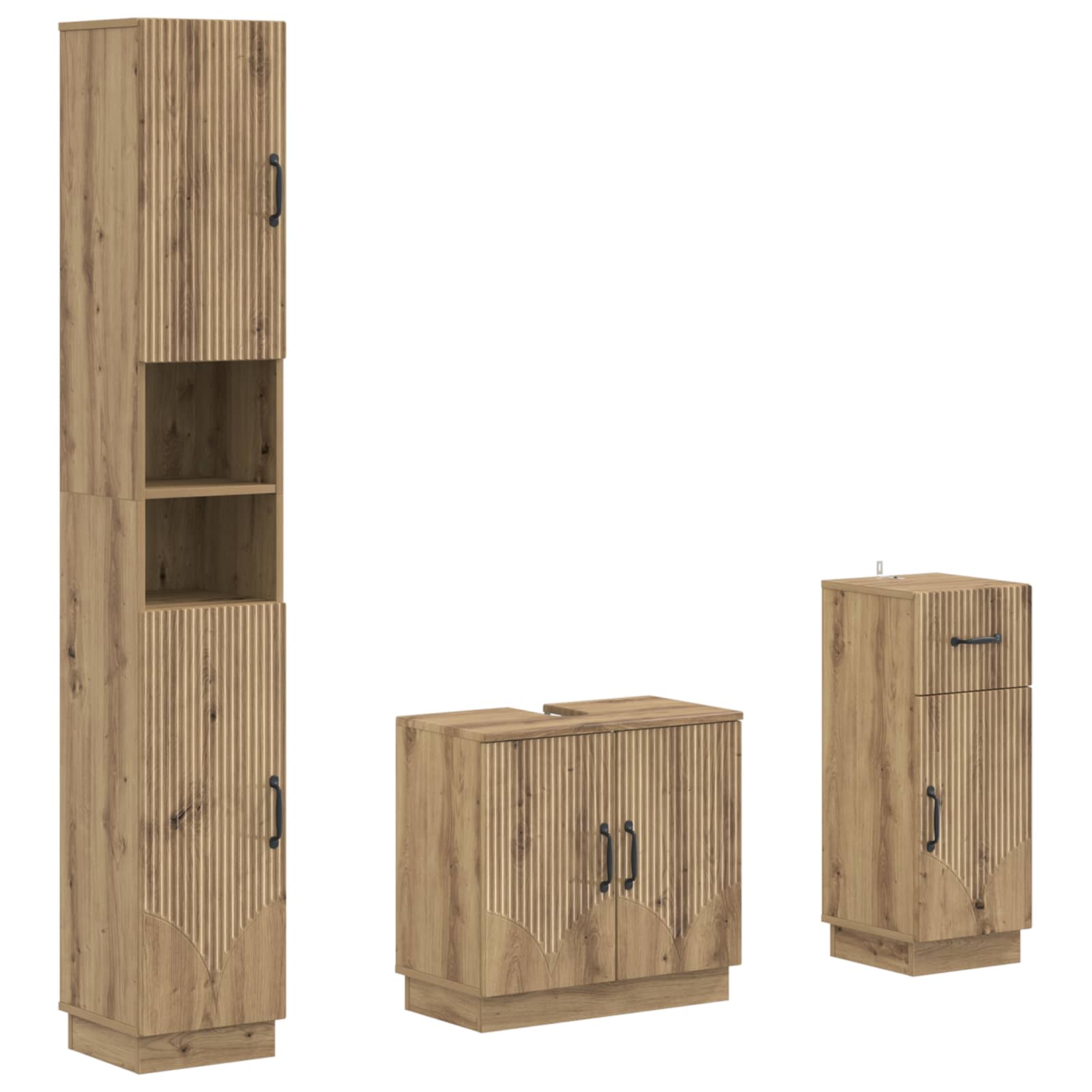 3-delige badkamerkast set HOORN Bewerkt hout is nu te koop bij PeponiXL, paradijselijk wonen!