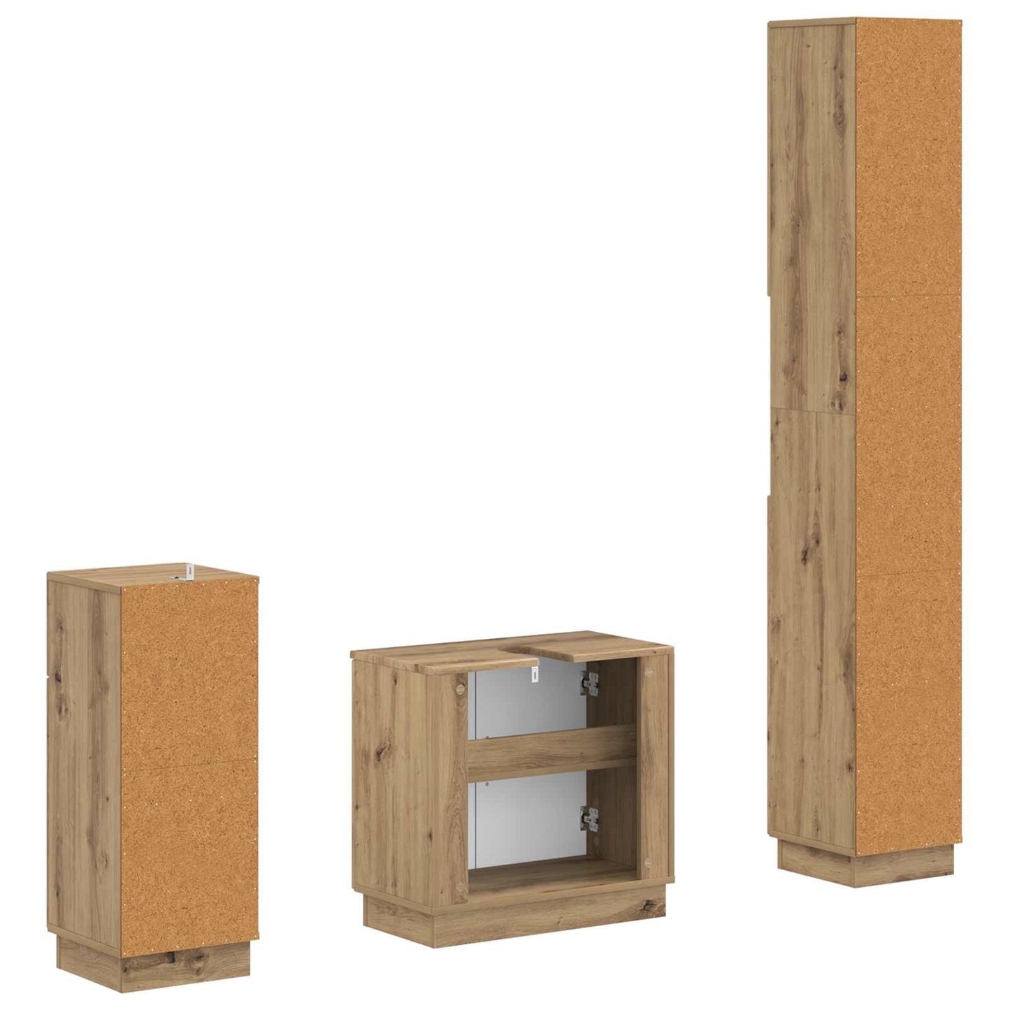 3-delige badkamerkast set HOORN Bewerkt hout is nu te koop bij PeponiXL, paradijselijk wonen!