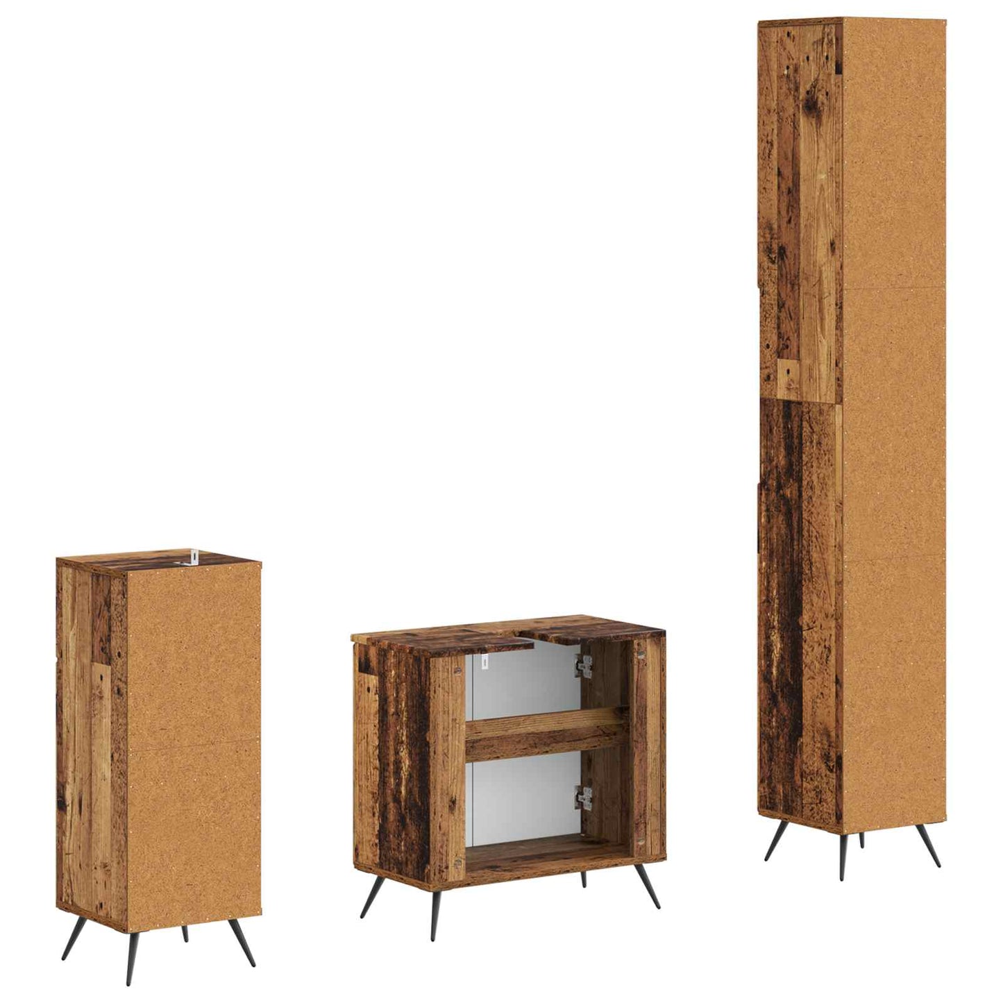 3-delige badkamerkast set BREDA Bewerkt hout is nu te koop bij PeponiXL, paradijselijk wonen!