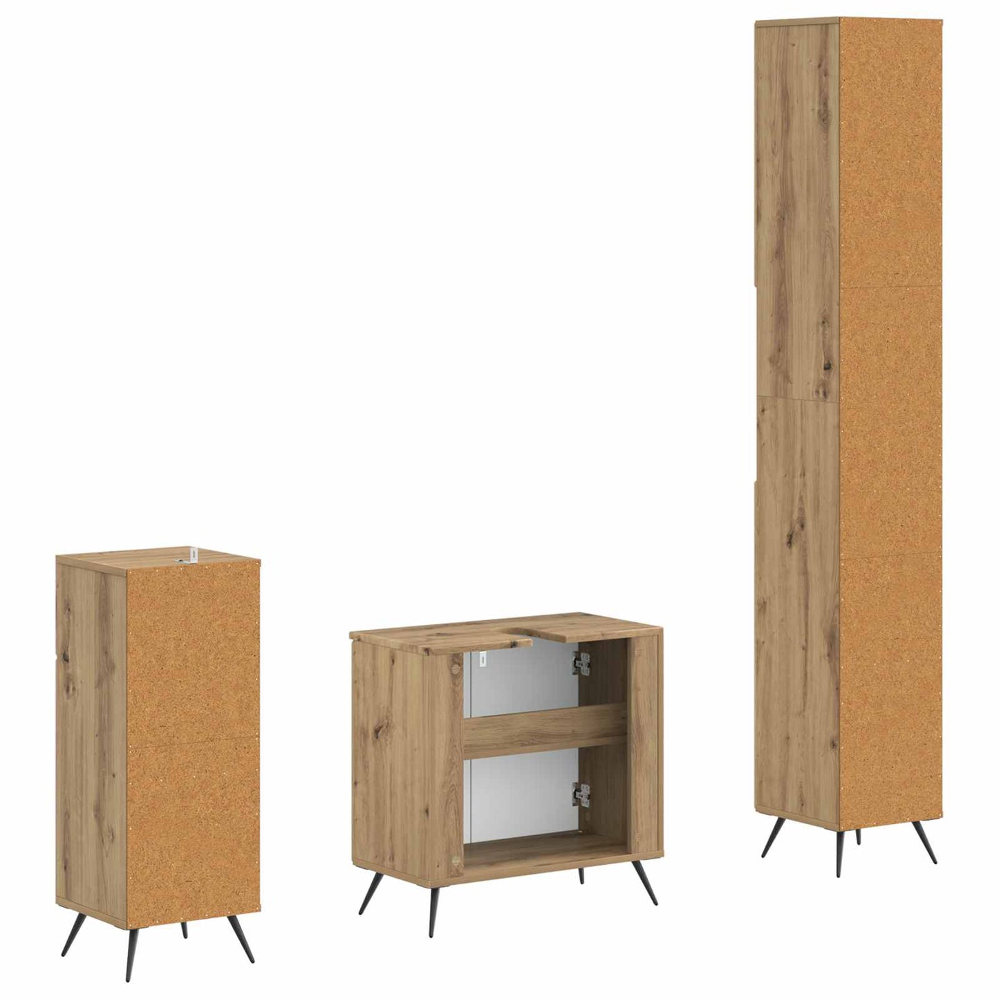3-delige badkamerkast set BREDA Bewerkt hout is nu te koop bij PeponiXL, paradijselijk wonen!