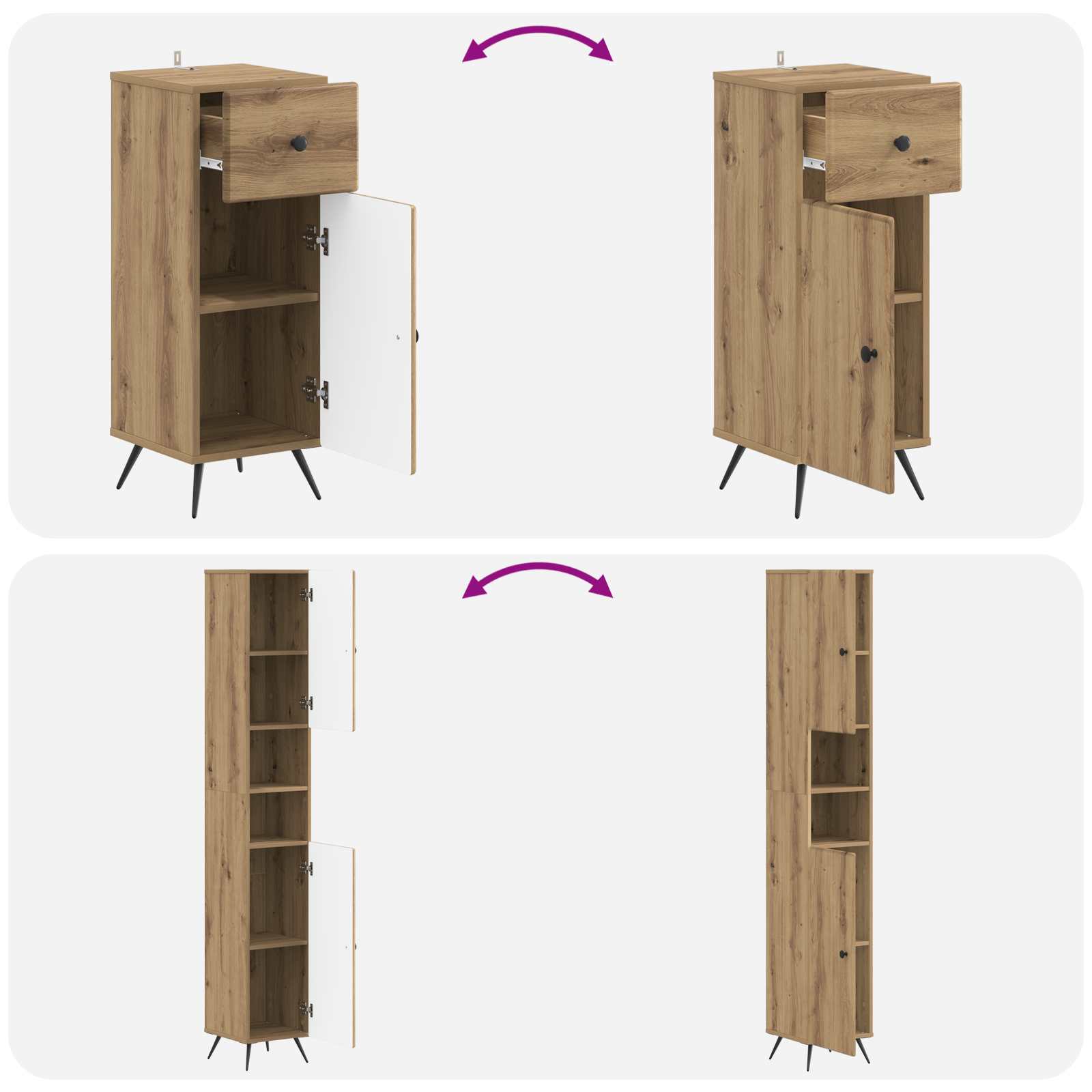3-delige badkamerkast set BREDA Bewerkt hout is nu te koop bij PeponiXL, paradijselijk wonen!