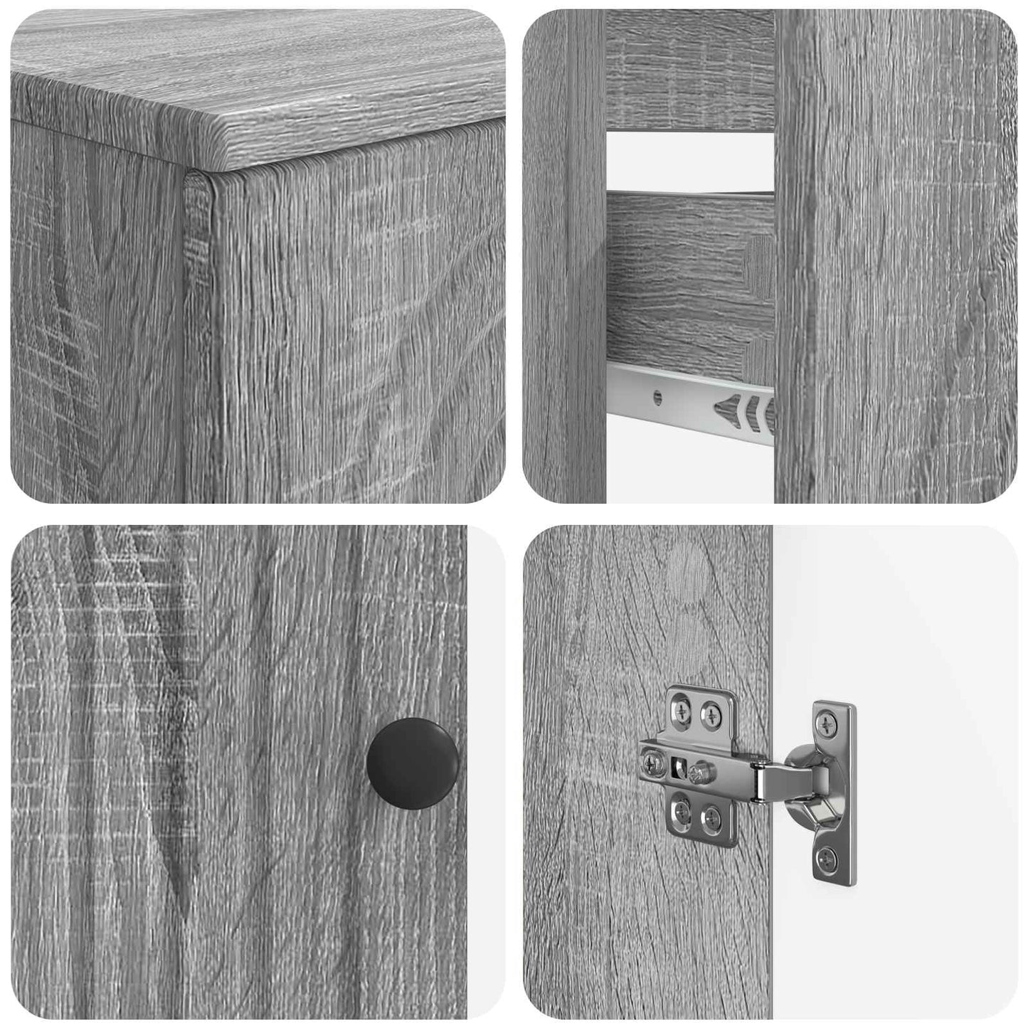 4-delige Badkamerkast Set ALKMAAR Grijs Sonoma Bewerkt hout is nu te koop bij PeponiXL, paradijselijk wonen!