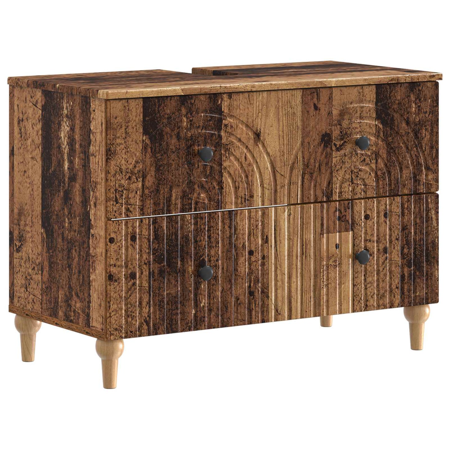 4-delige Badkamerkast Set ALKMAAR Oud hout Bewerkt hout is nu te koop bij PeponiXL, paradijselijk wonen!