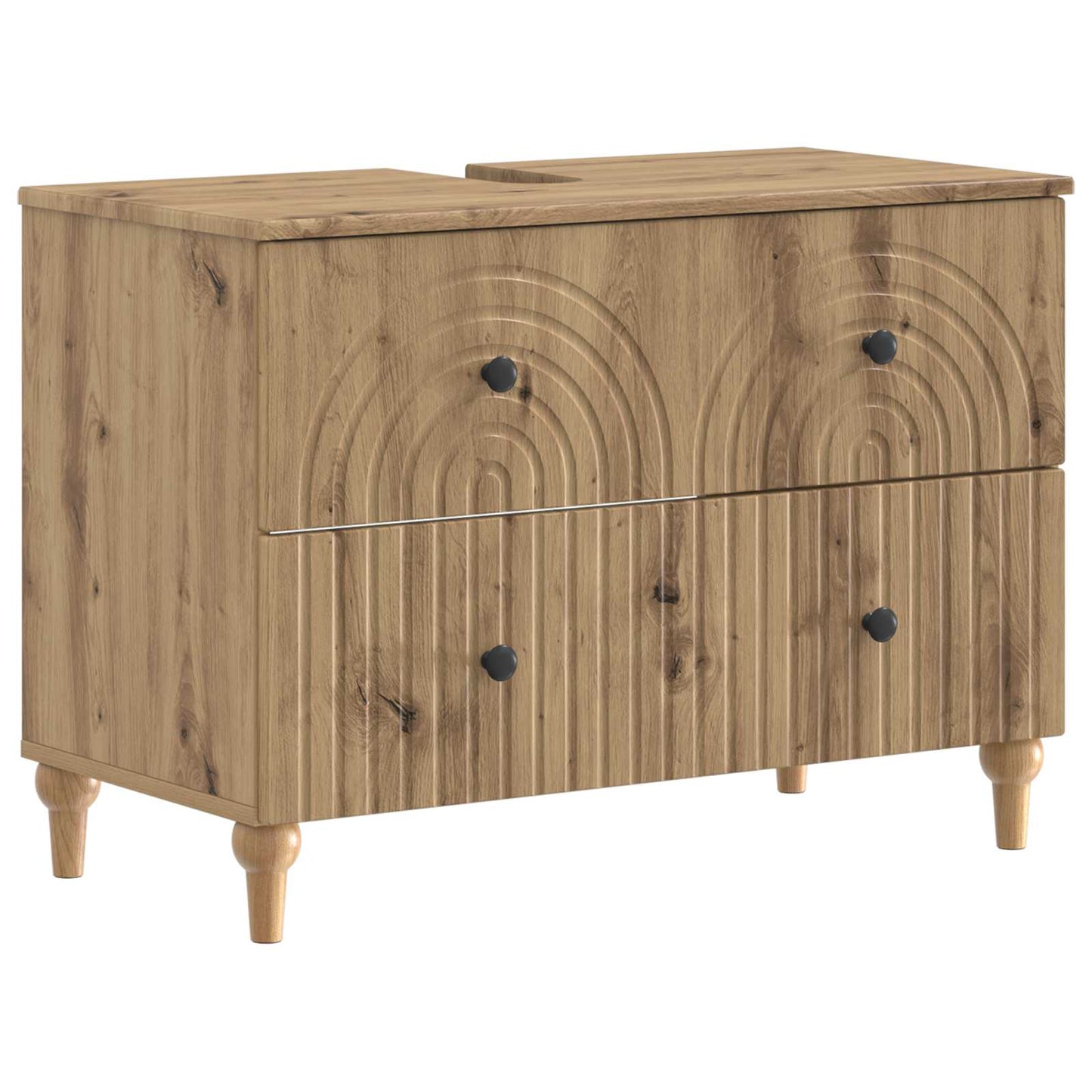 4-delige Badkamerkast Set ALKMAAR Artisanaal eiken Bewerkt hout is nu te koop bij PeponiXL, paradijselijk wonen!