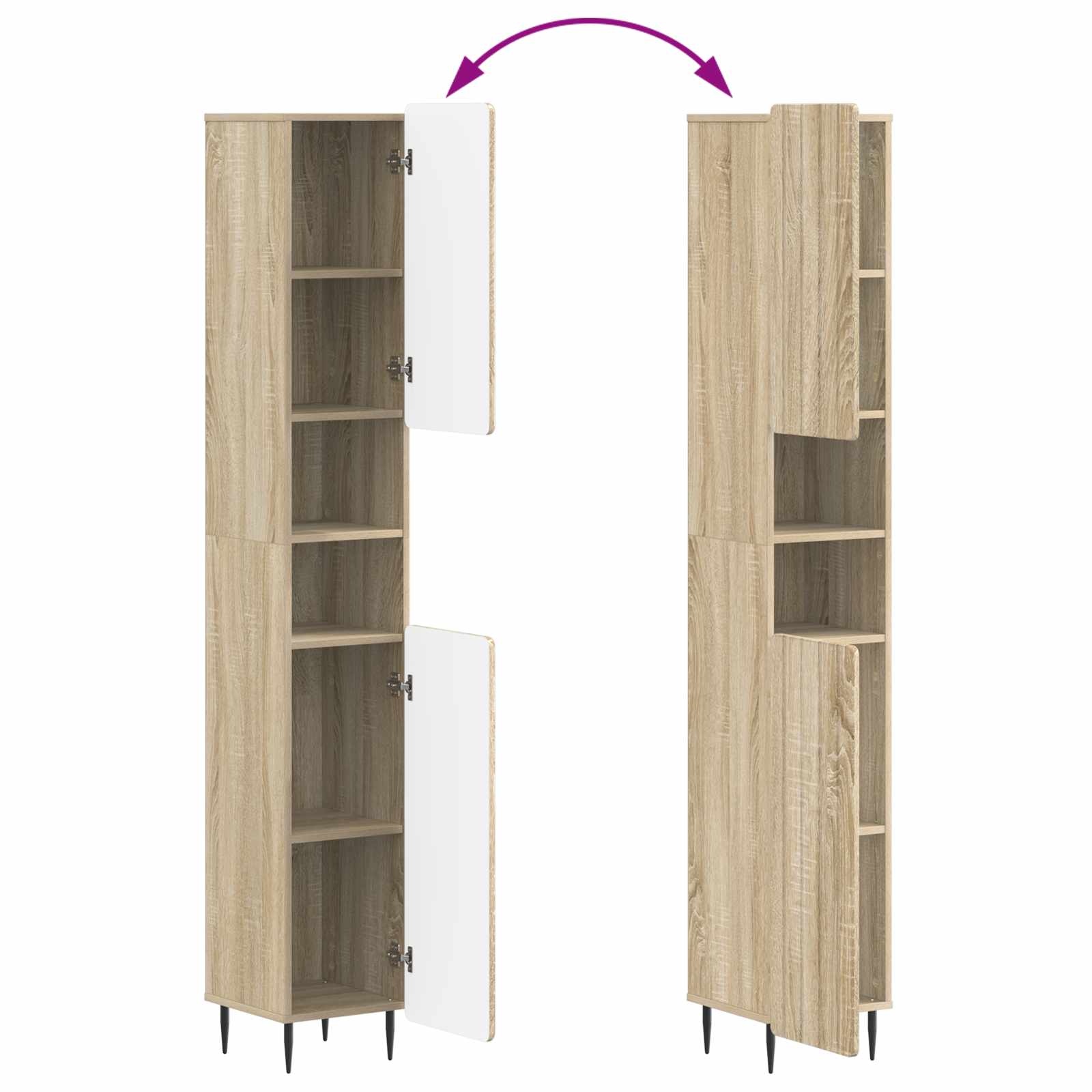 4-delige Badkamerkast Set ZWOLLE Sonoma Eiken Bewerkt hout is nu te koop bij PeponiXL, paradijselijk wonen!