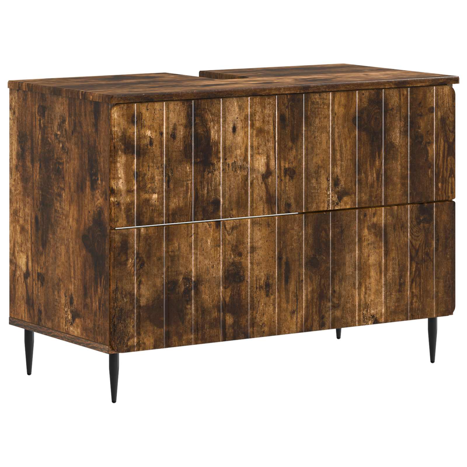 4-delige Badkamerkast Set ZWOLLE Gerookt eiken Bewerkt hout is nu te koop bij PeponiXL, paradijselijk wonen!