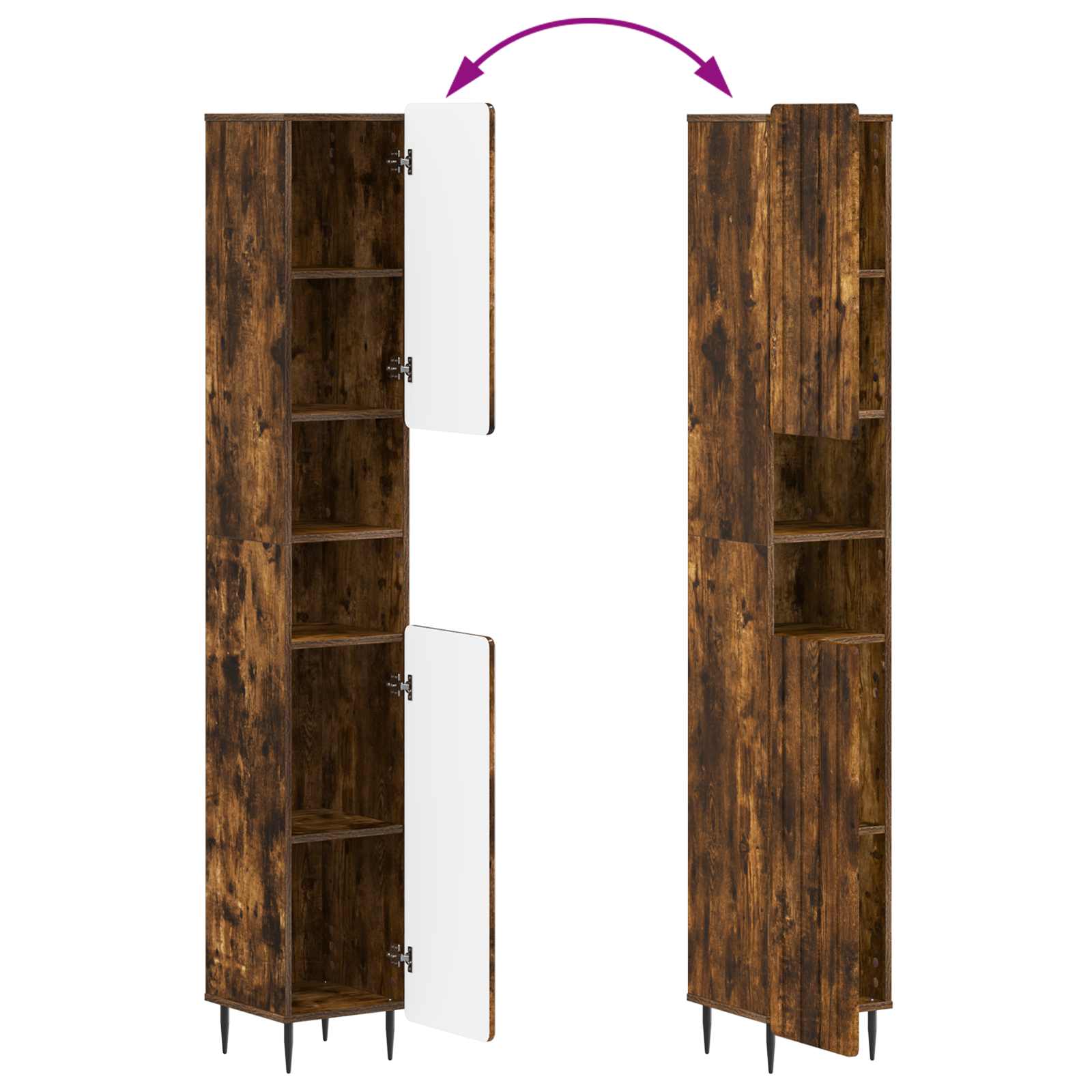 4-delige Badkamerkast Set ZWOLLE Gerookt eiken Bewerkt hout is nu te koop bij PeponiXL, paradijselijk wonen!
