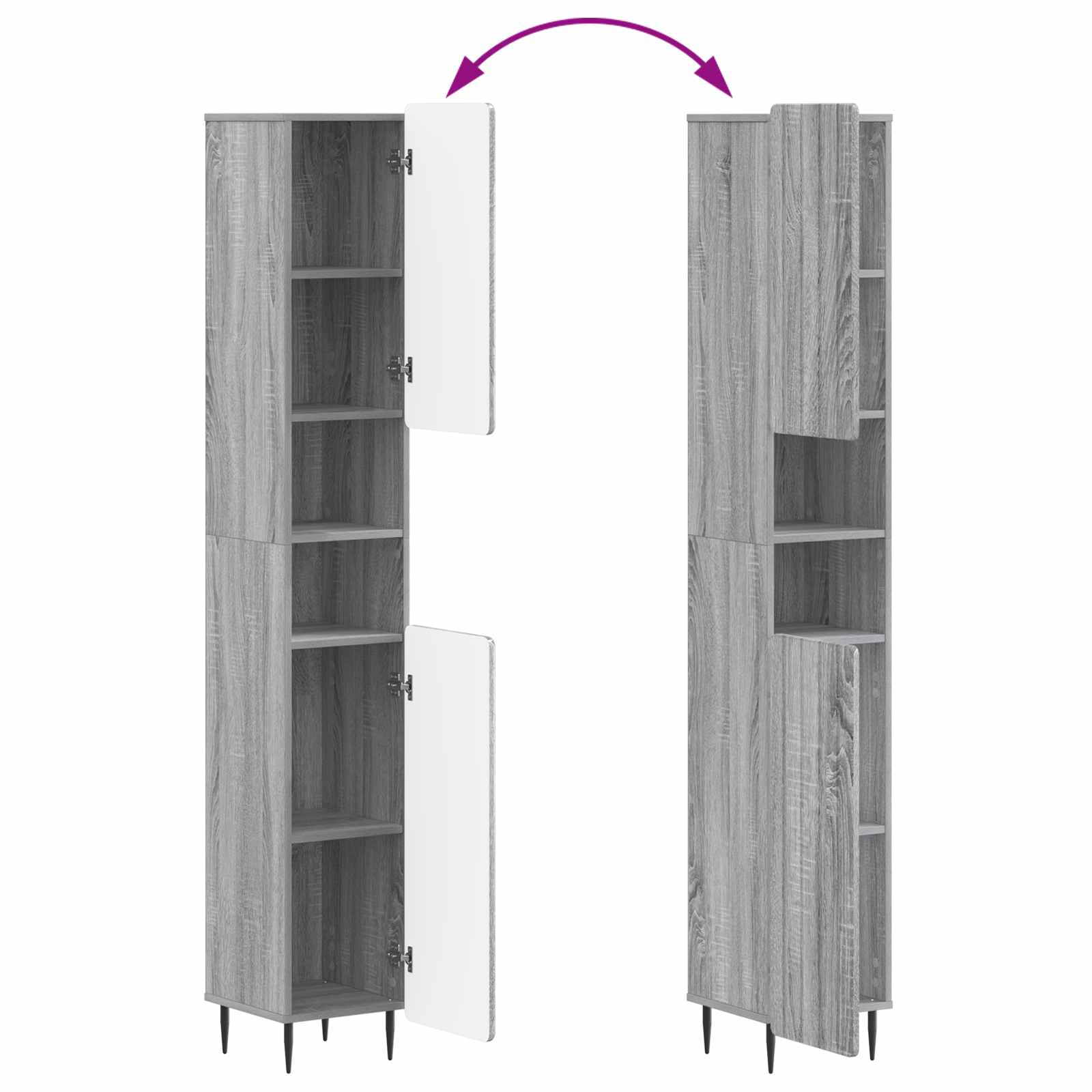 4-delige Badkamerkast Set ZWOLLE Grijs Sonoma Bewerkt hout is nu te koop bij PeponiXL, paradijselijk wonen!
