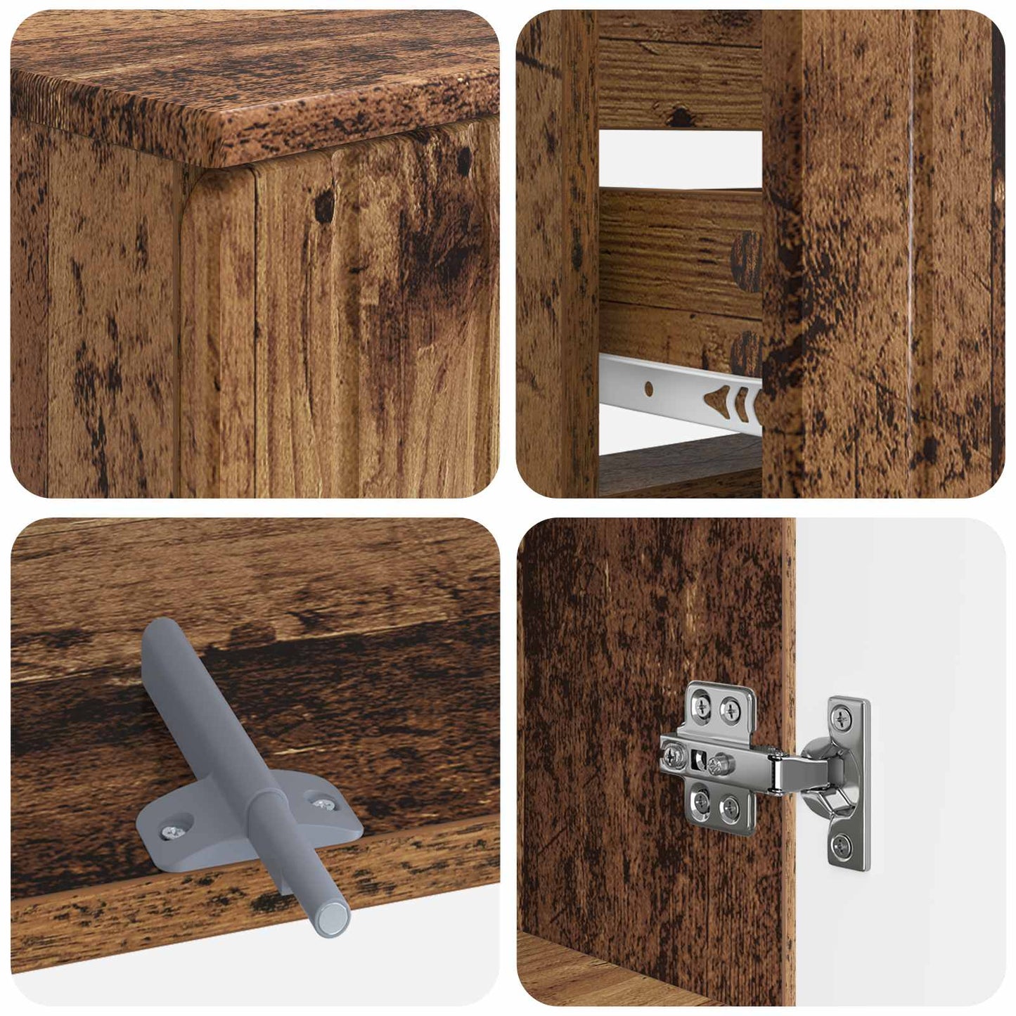 4-delige Badkamerkast Set ZWOLLE Oud hout Bewerkt hout is nu te koop bij PeponiXL, paradijselijk wonen!