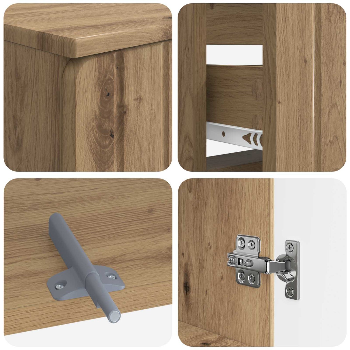 4-delige Badkamerkast Set ZWOLLE Artisanaal eiken Bewerkt hout is nu te koop bij PeponiXL, paradijselijk wonen!