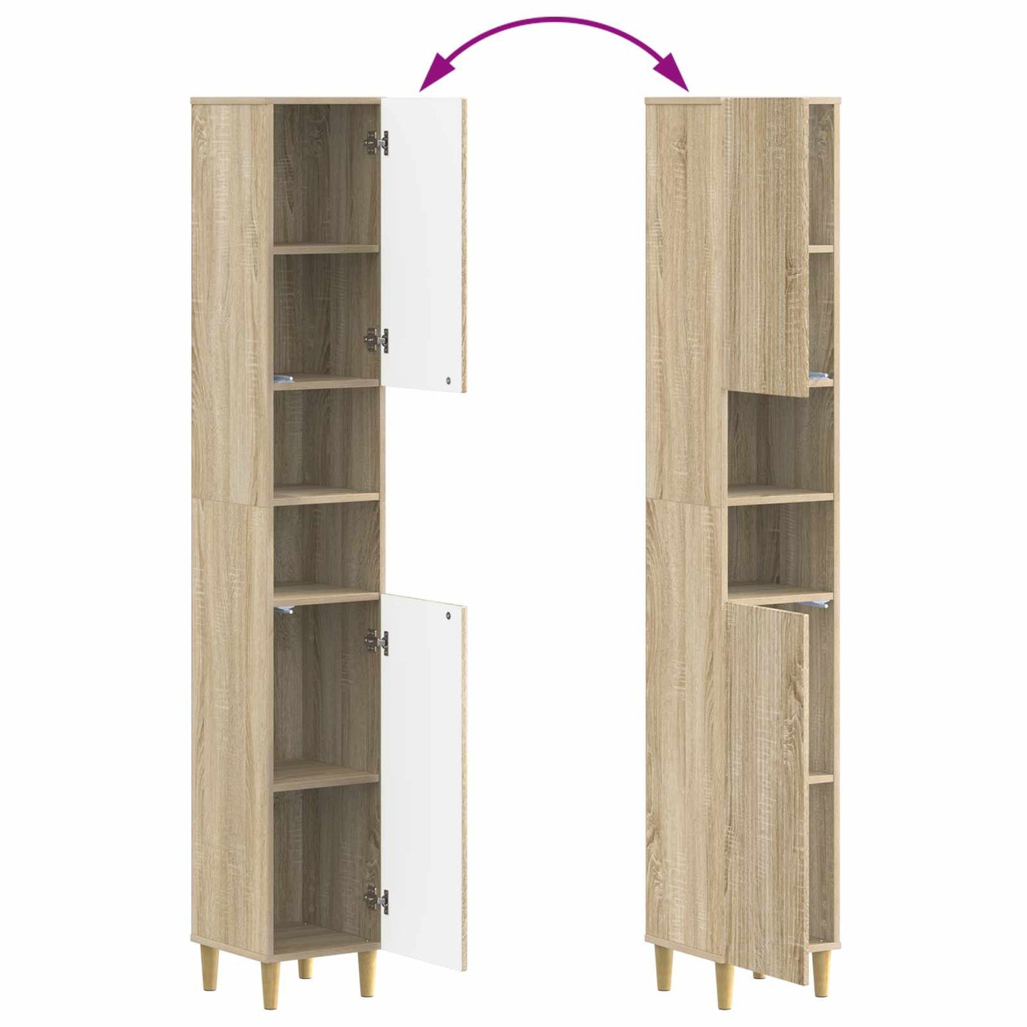 4-delige Badkamerkast Set ARNHEM Sonoma Eiken Bewerkt hout is nu te koop bij PeponiXL, paradijselijk wonen!