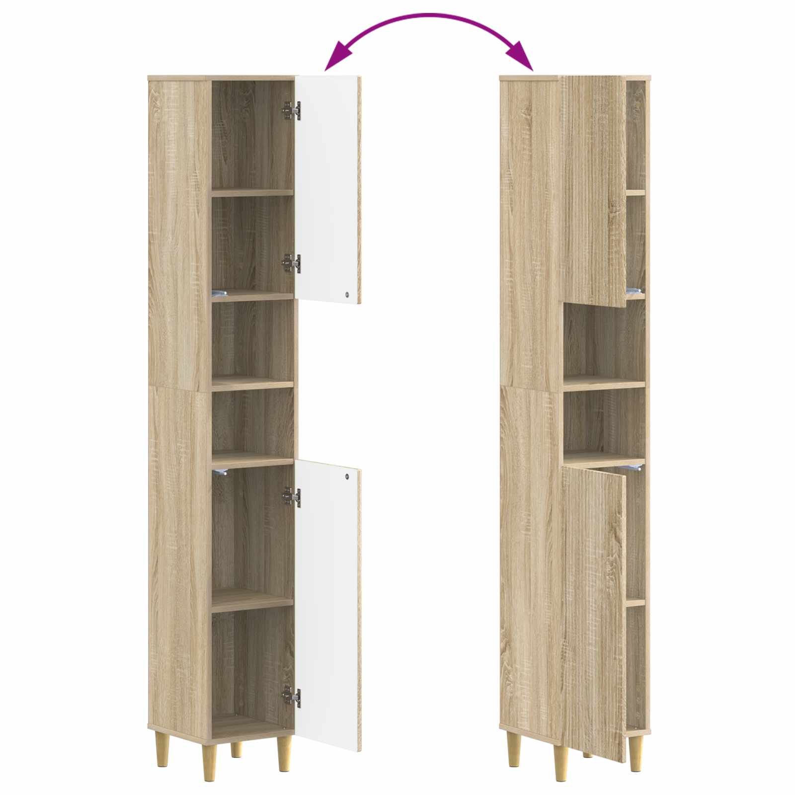 4-delige Badkamerkast Set ARNHEM Sonoma Eiken Bewerkt hout is nu te koop bij PeponiXL, paradijselijk wonen!
