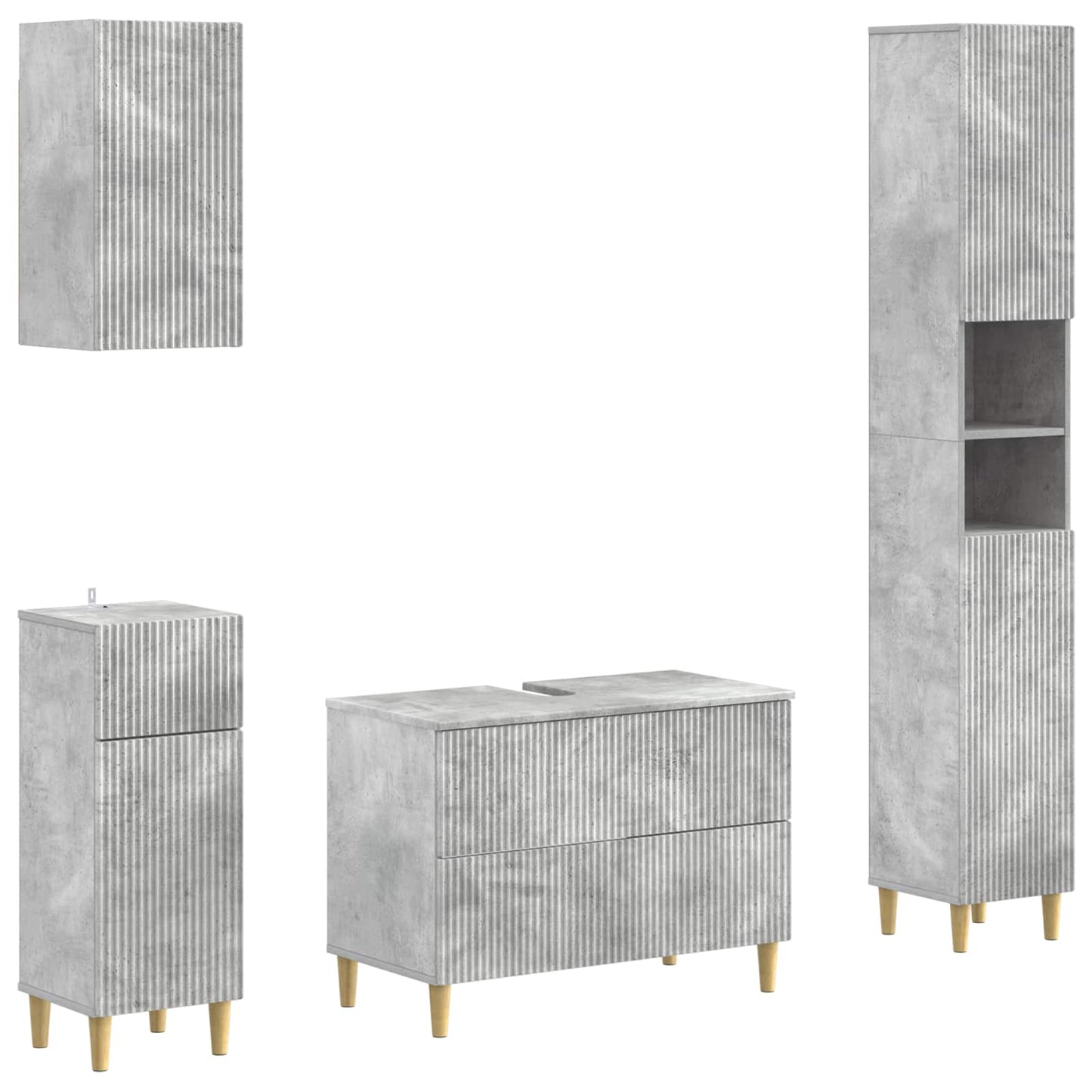 4-delige Badkamerkast Set ARNHEM Betongrijs Bewerkt hout is nu te koop bij PeponiXL, paradijselijk wonen!