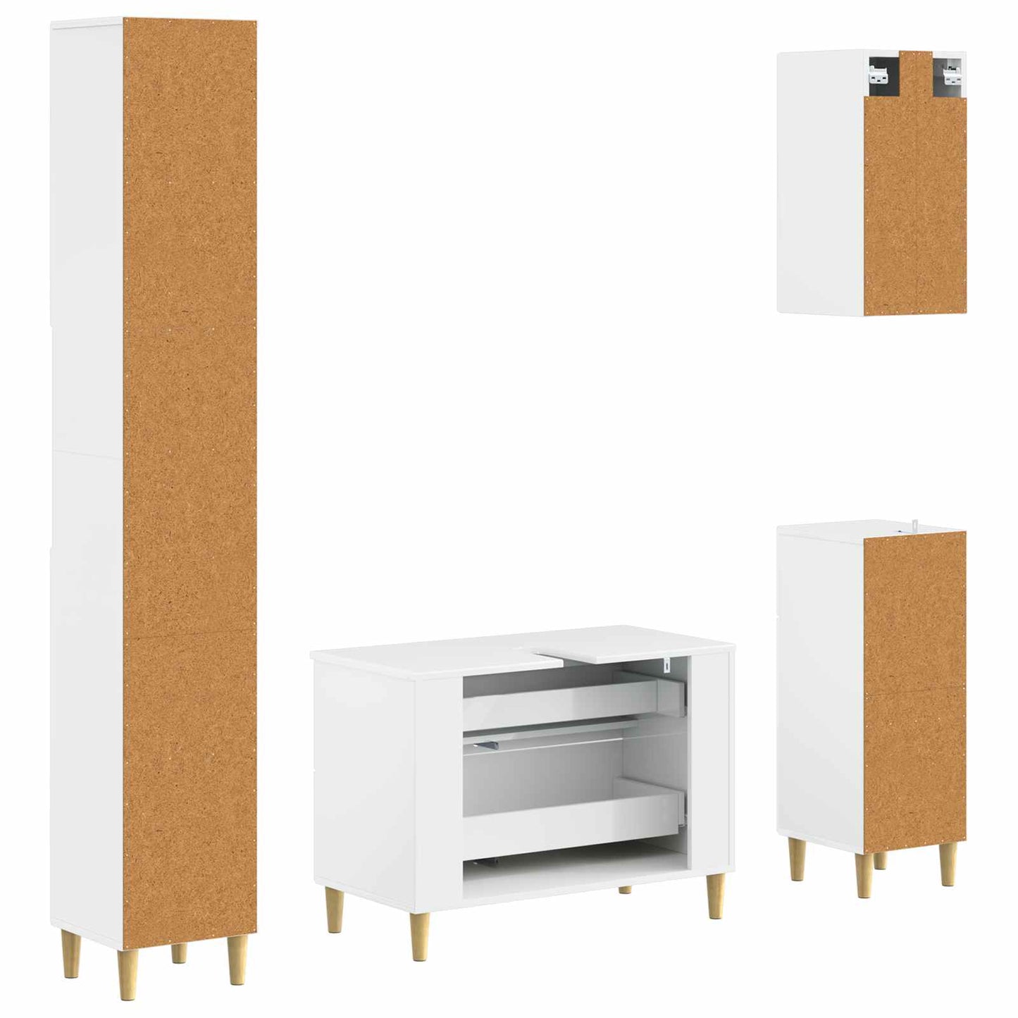 4-delige Badkamerkast Set ARNHEM Hoogglans Wit Bewerkt hout is nu te koop bij PeponiXL, paradijselijk wonen!