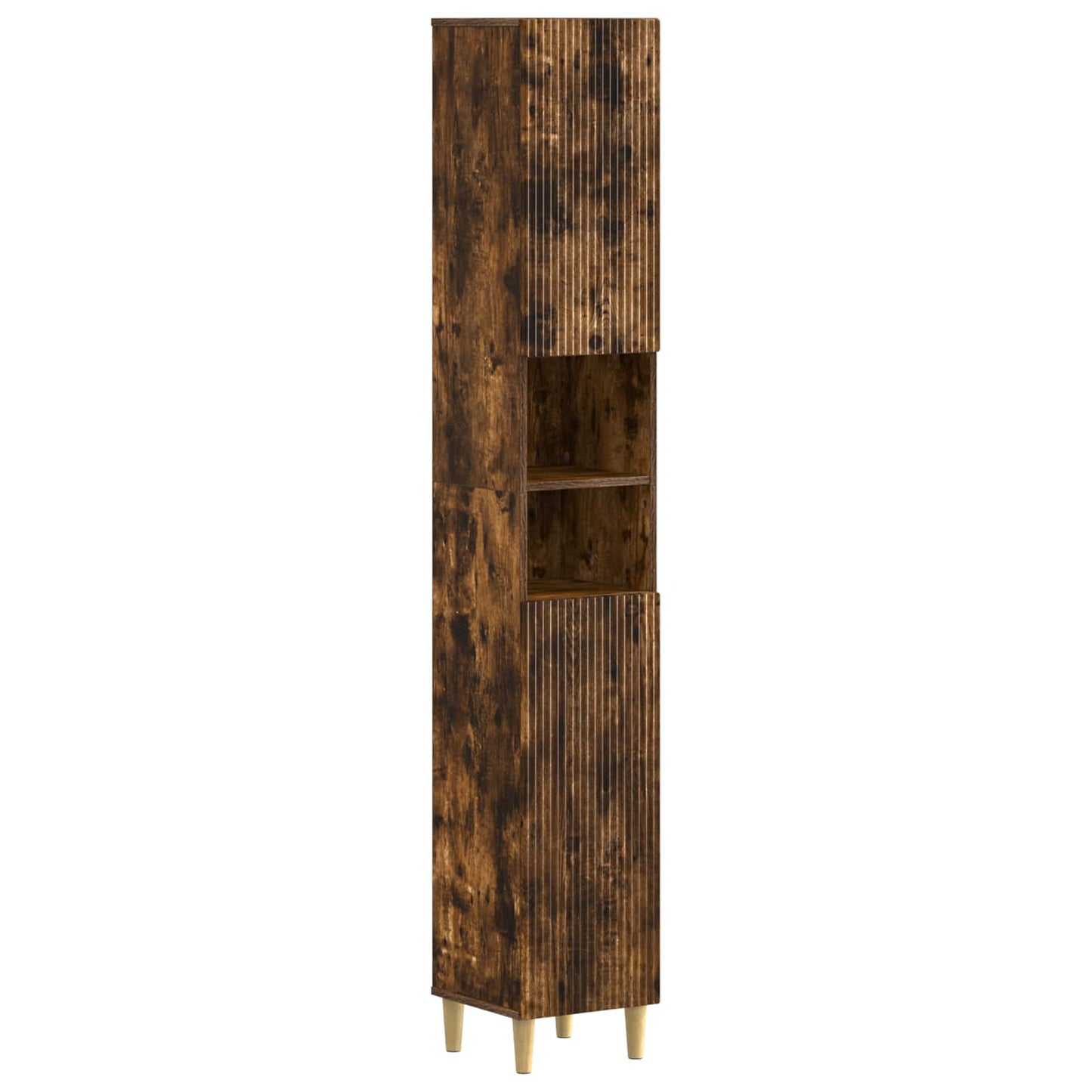 4-delige Badkamerkast Set ARNHEM Gerookt eiken Bewerkt hout is nu te koop bij PeponiXL, paradijselijk wonen!