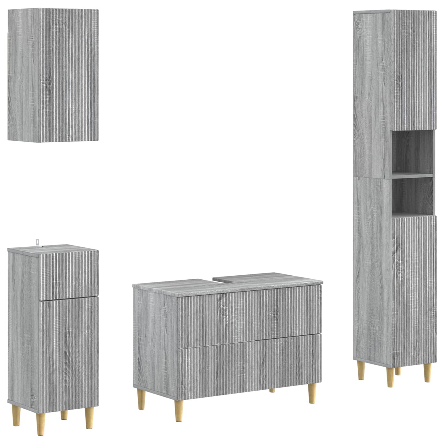 4-delige Badkamerkast Set ARNHEM Grijs Sonoma Bewerkt hout is nu te koop bij PeponiXL, paradijselijk wonen!
