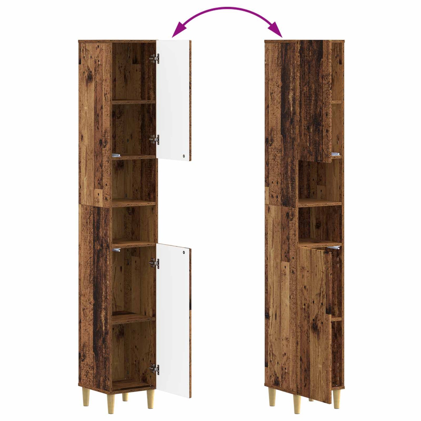 4-delige Badkamerkast Set ARNHEM Oud hout Bewerkt hout is nu te koop bij PeponiXL, paradijselijk wonen!