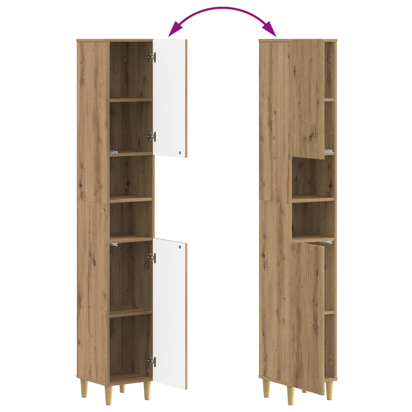 4-delige Badkamerkast Set ARNHEM Artisanaal eiken Bewerkt hout is nu te koop bij PeponiXL, paradijselijk wonen!