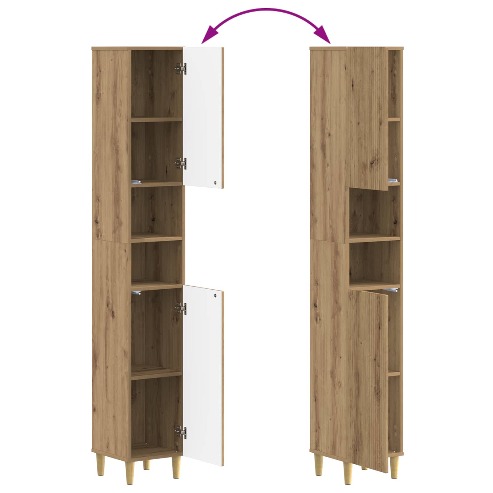 4-delige Badkamerkast Set ARNHEM Artisanaal eiken Bewerkt hout is nu te koop bij PeponiXL, paradijselijk wonen!