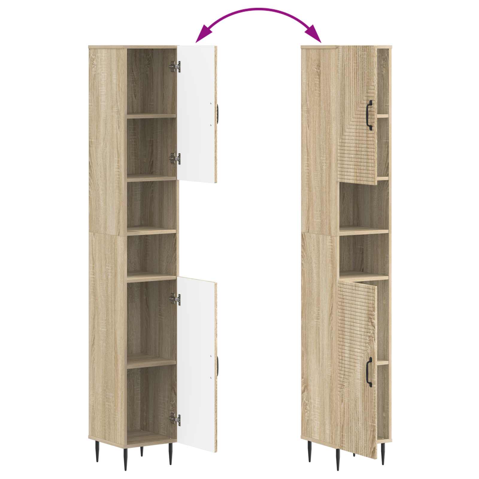 4-delige Badkamerkast Set HAARLEM Sonoma Eiken Bewerkt hout is nu te koop bij PeponiXL, paradijselijk wonen!