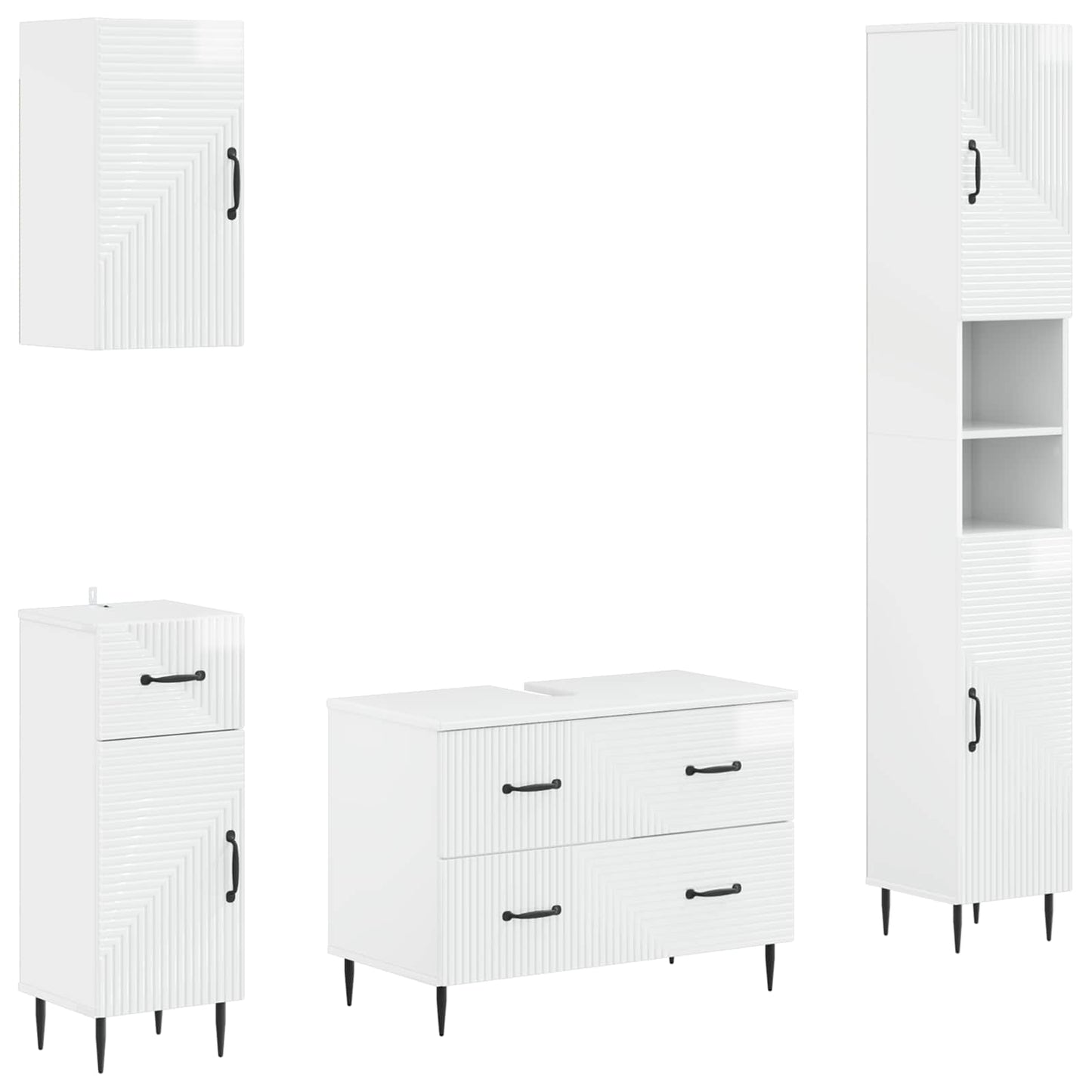 4-delige Badkamerkast Set HAARLEM Hoogglans Wit Bewerkt hout is nu te koop bij PeponiXL, paradijselijk wonen!