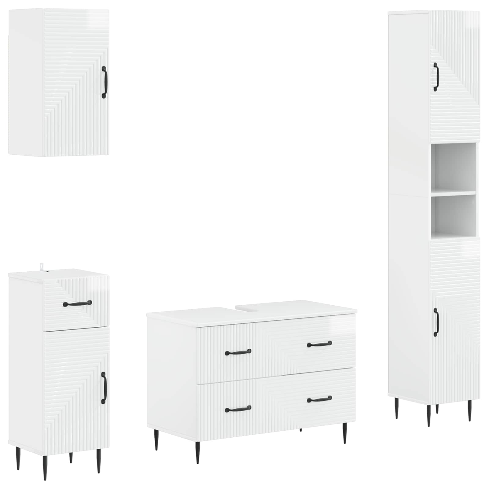 4-delige Badkamerkast Set HAARLEM Hoogglans Wit Bewerkt hout is nu te koop bij PeponiXL, paradijselijk wonen!