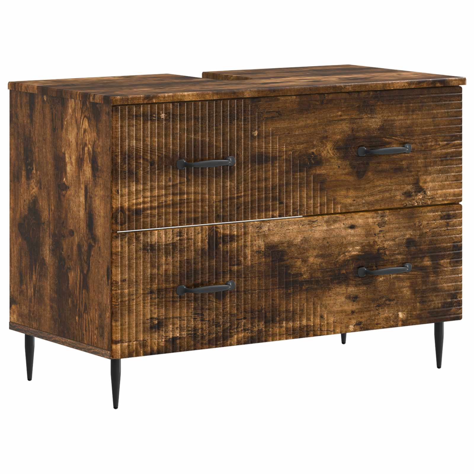 4-delige Badkamerkast Set HAARLEM Gerookt eiken Bewerkt hout is nu te koop bij PeponiXL, paradijselijk wonen!