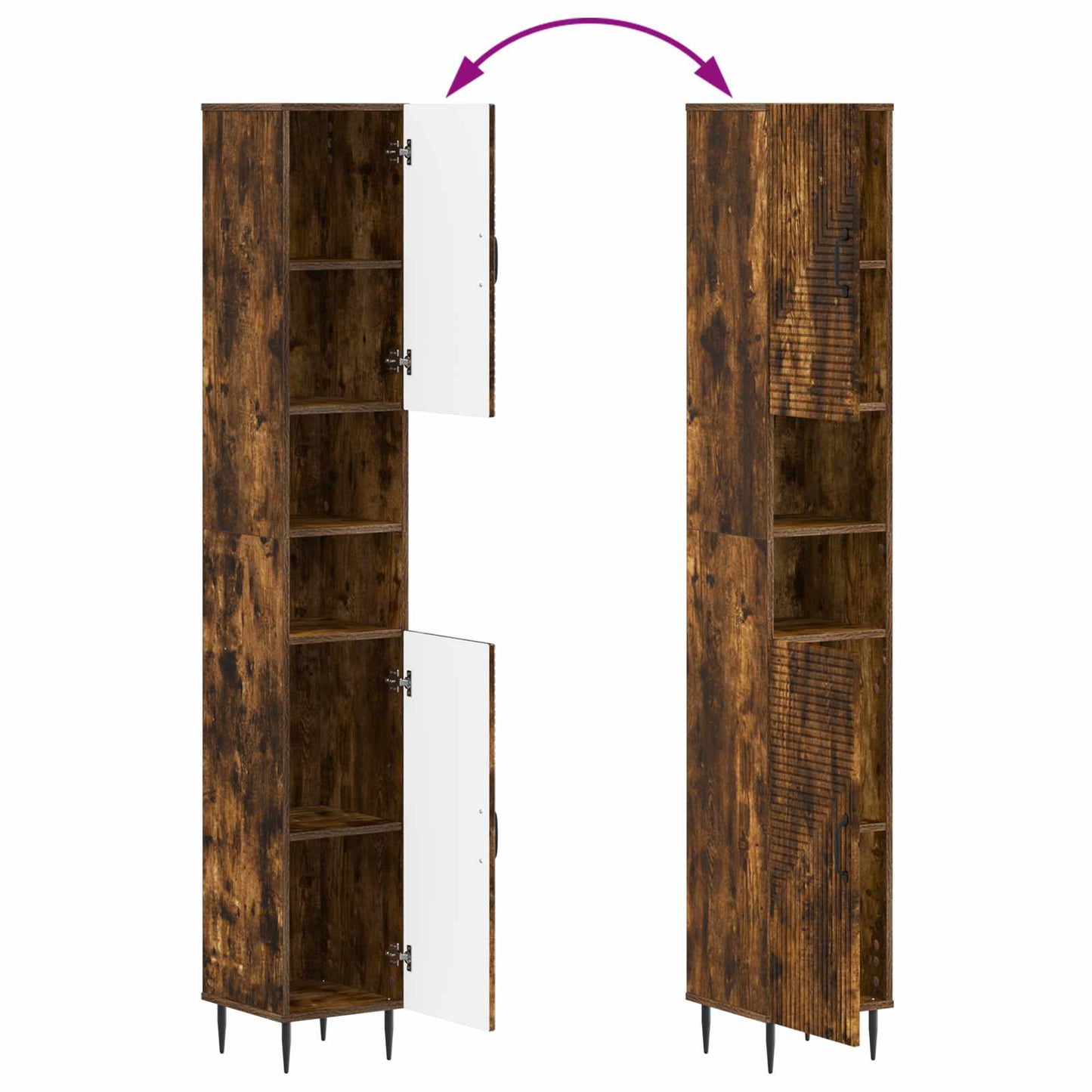 4-delige Badkamerkast Set HAARLEM Gerookt eiken Bewerkt hout is nu te koop bij PeponiXL, paradijselijk wonen!