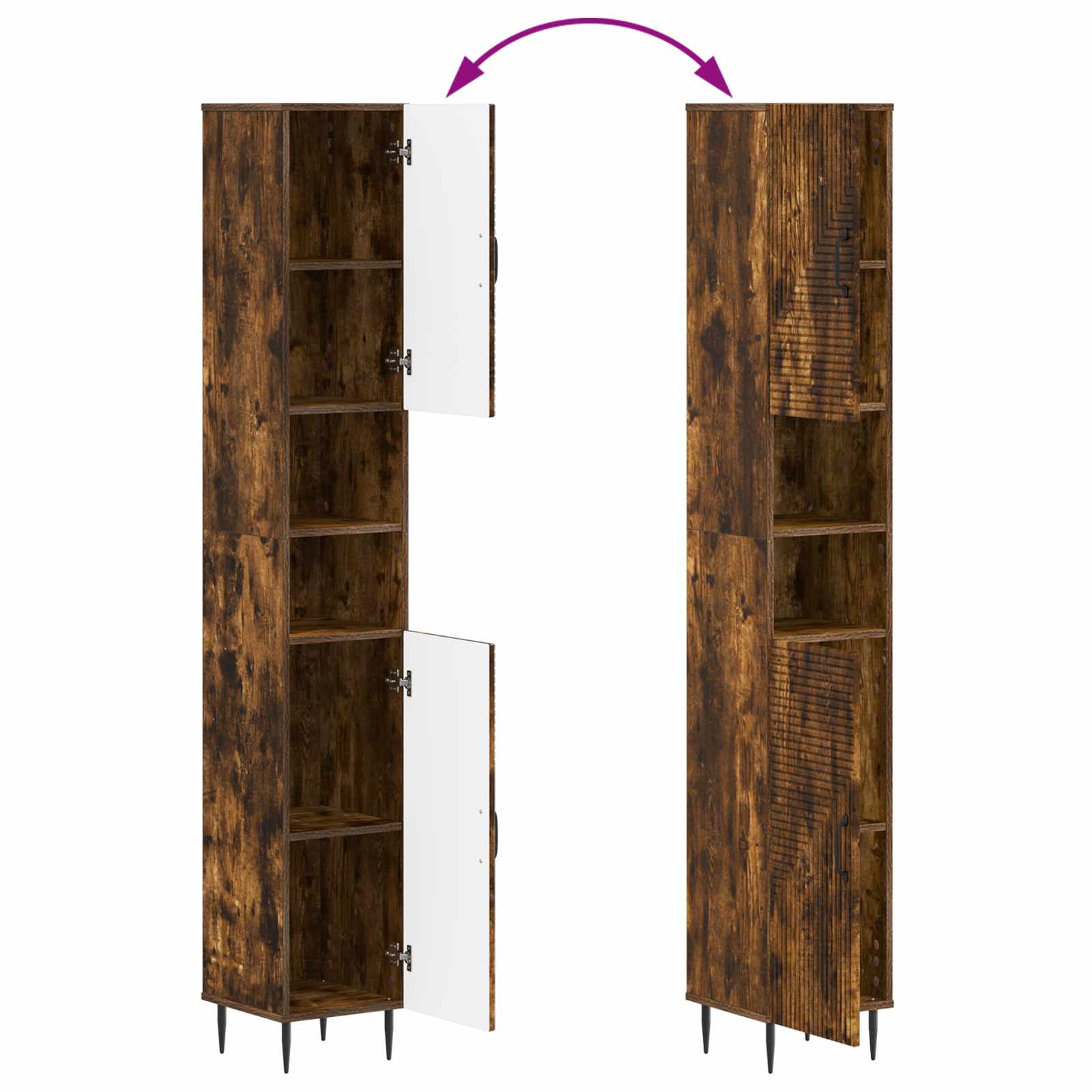 4-delige Badkamerkast Set HAARLEM Gerookt eiken Bewerkt hout is nu te koop bij PeponiXL, paradijselijk wonen!
