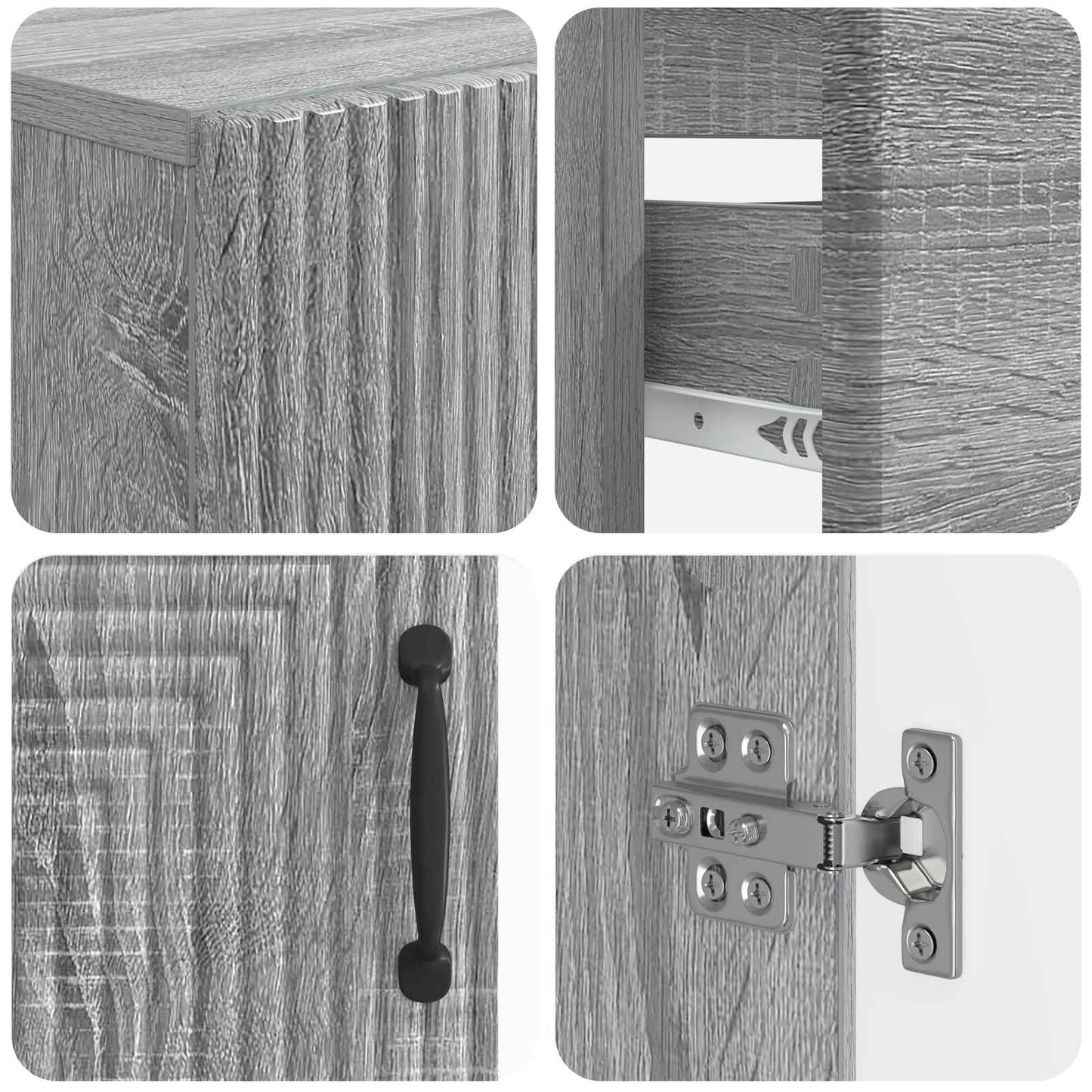 4-delige Badkamerkast Set HAARLEM Grijs Sonoma Bewerkt hout is nu te koop bij PeponiXL, paradijselijk wonen!