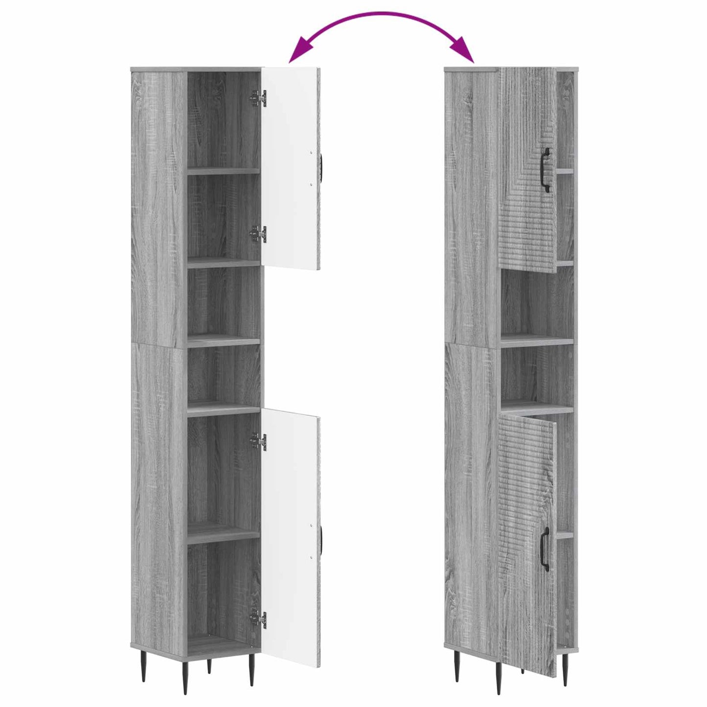 4-delige Badkamerkast Set HAARLEM Grijs Sonoma Bewerkt hout is nu te koop bij PeponiXL, paradijselijk wonen!