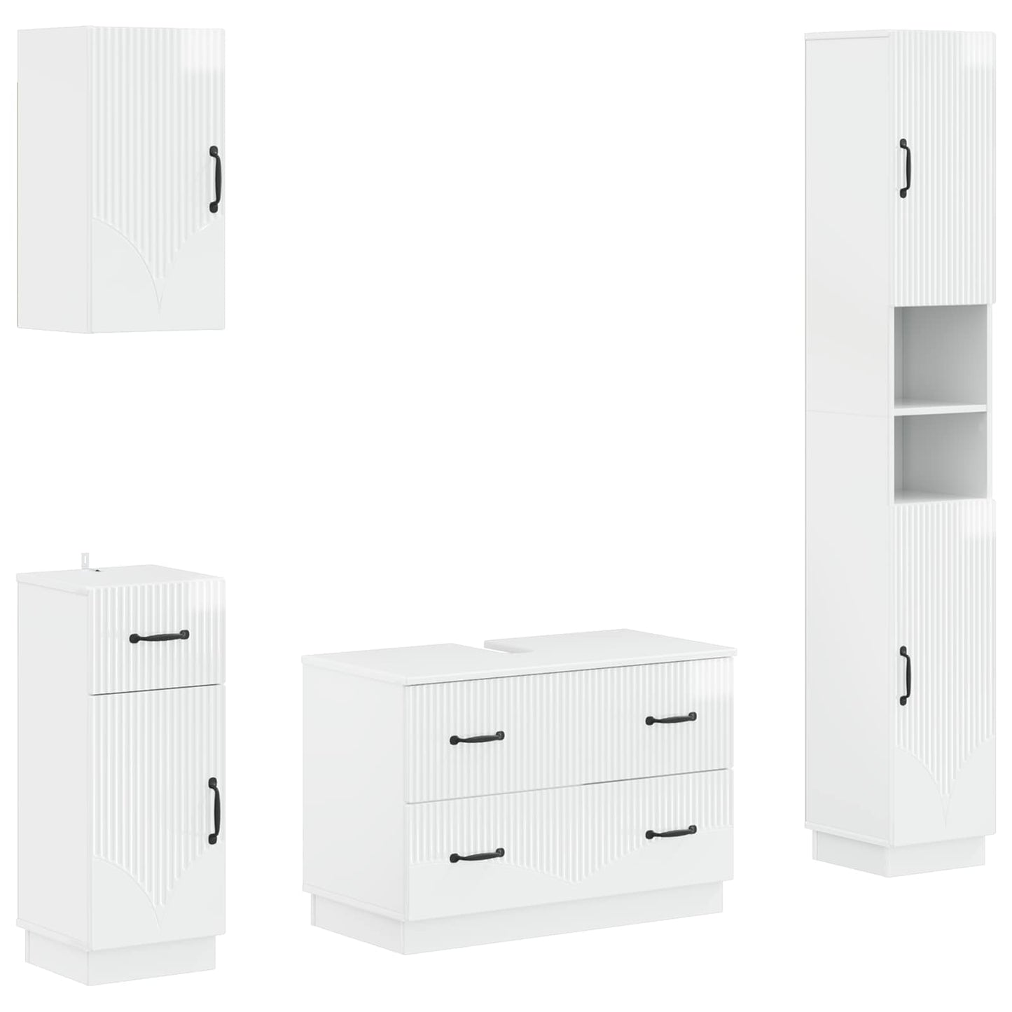 4-delige Badkamerkast Set HOORN Hoogglans Wit Bewerkt hout is nu te koop bij PeponiXL, paradijselijk wonen!