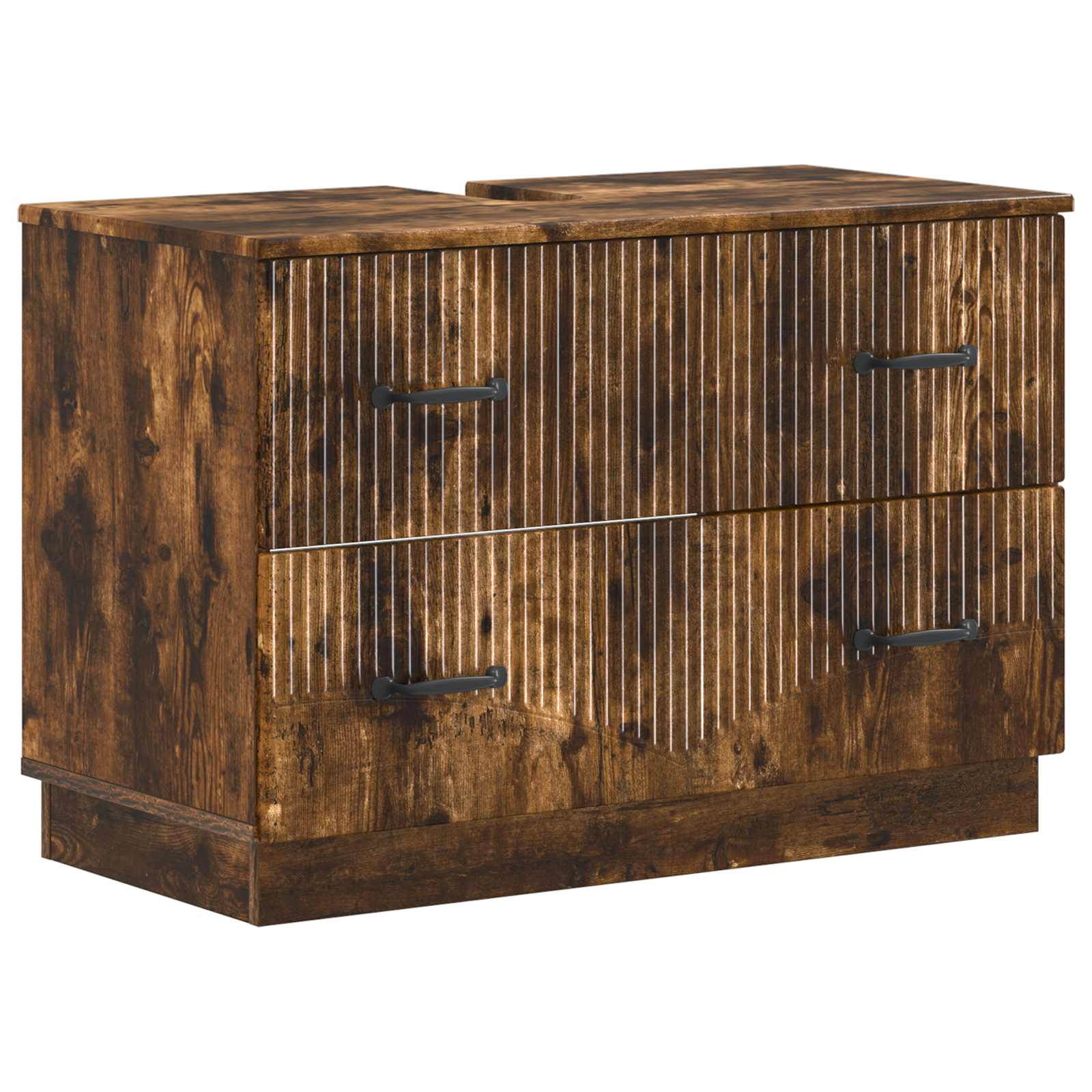 4-delige Badkamerkast Set HOORN Gerookt eiken Bewerkt hout is nu te koop bij PeponiXL, paradijselijk wonen!