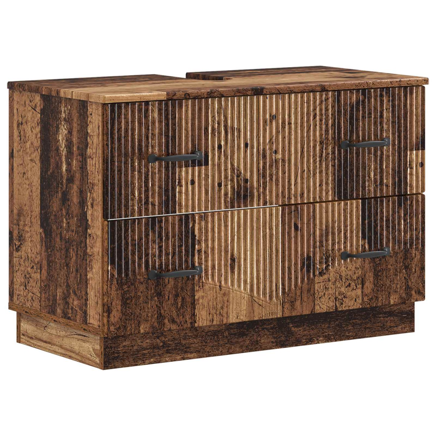 4-delige Badkamerkast Set HOORN Oud hout Bewerkt hout is nu te koop bij PeponiXL, paradijselijk wonen!