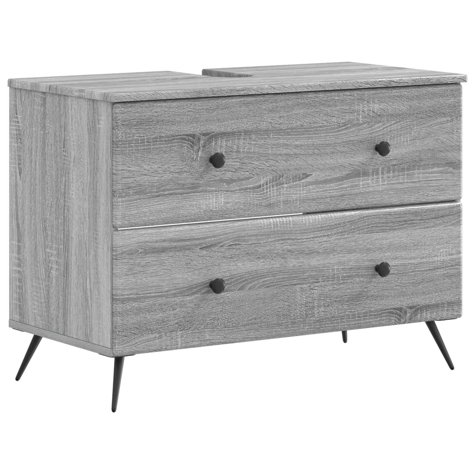 4-delige Badkamerkast Set BREDA Grijs Sonoma Bewerkt hout is nu te koop bij PeponiXL, paradijselijk wonen!