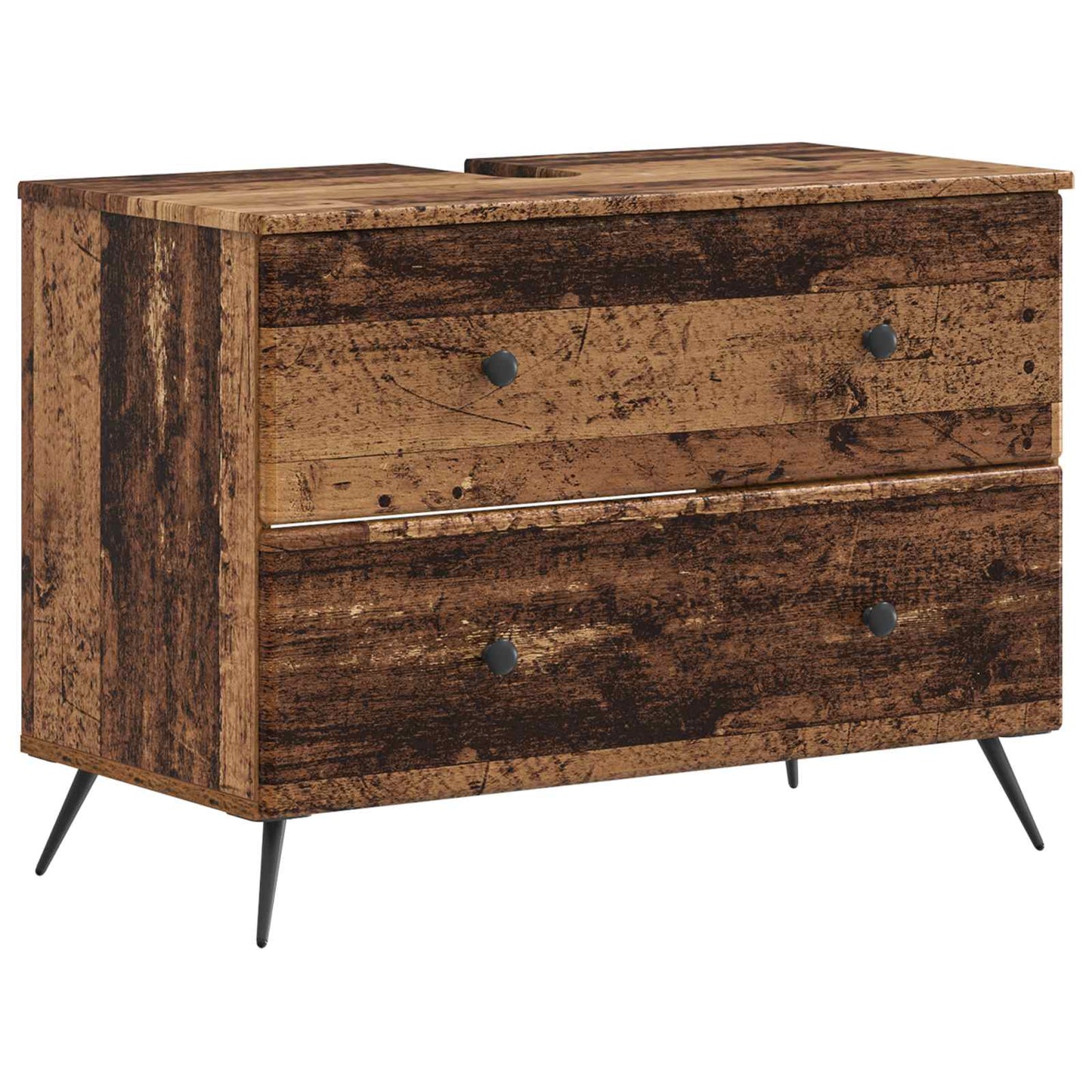 4-delige Badkamerkast Set BREDA Oud hout Bewerkt hout is nu te koop bij PeponiXL, paradijselijk wonen!