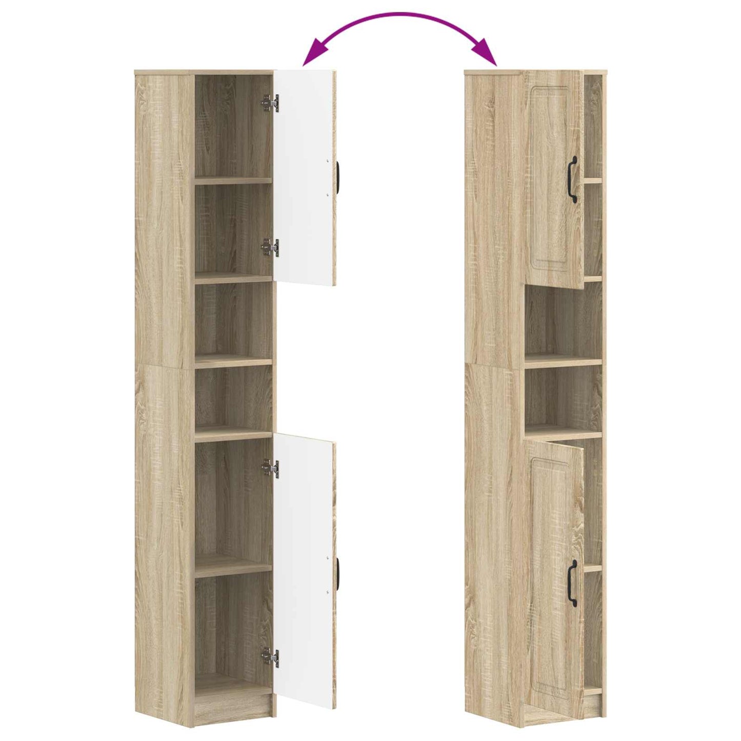 4-delige Badkamerkast Set UTRECHT Sonoma Eiken Bewerkt hout is nu te koop bij PeponiXL, paradijselijk wonen!