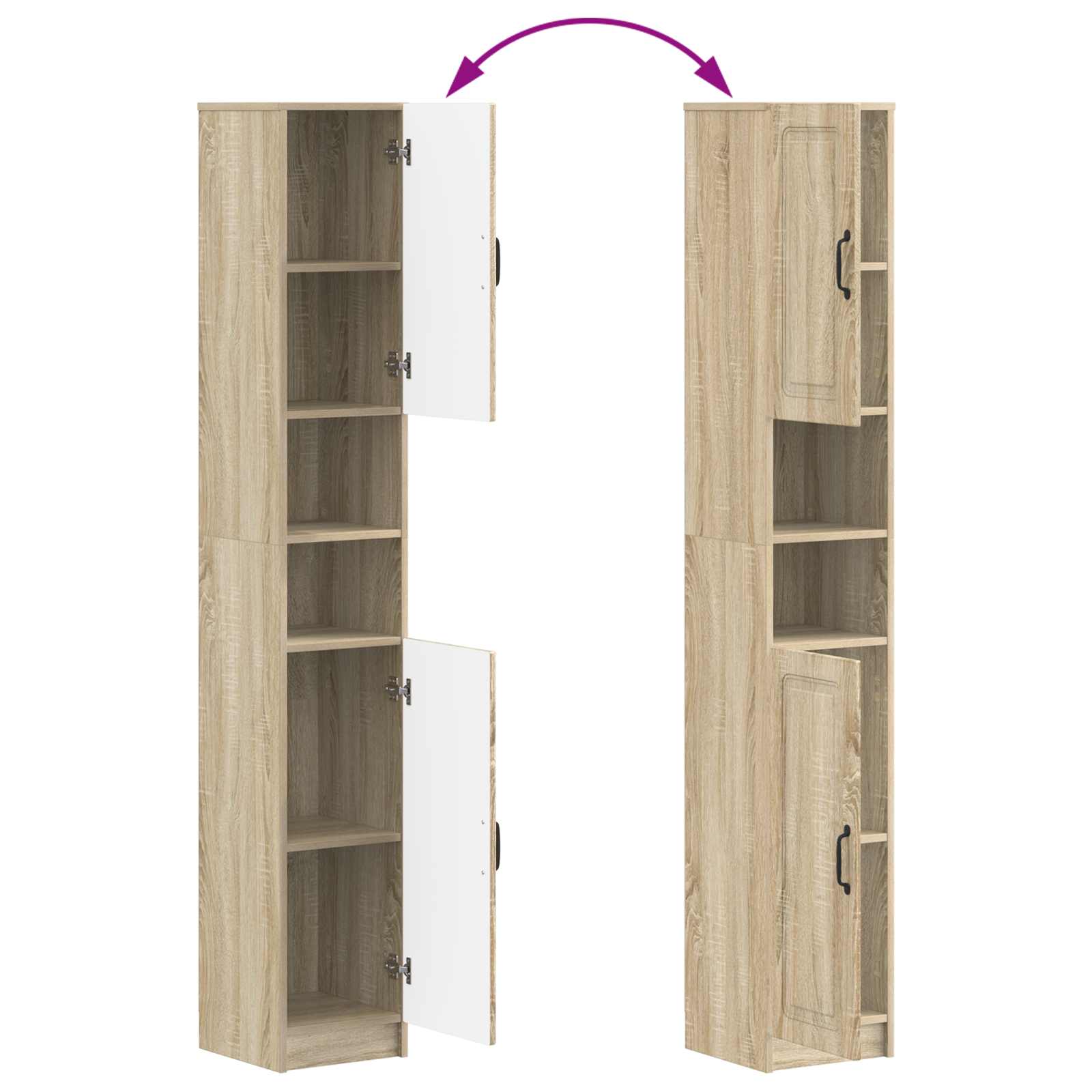 4-delige Badkamerkast Set UTRECHT Sonoma Eiken Bewerkt hout is nu te koop bij PeponiXL, paradijselijk wonen!