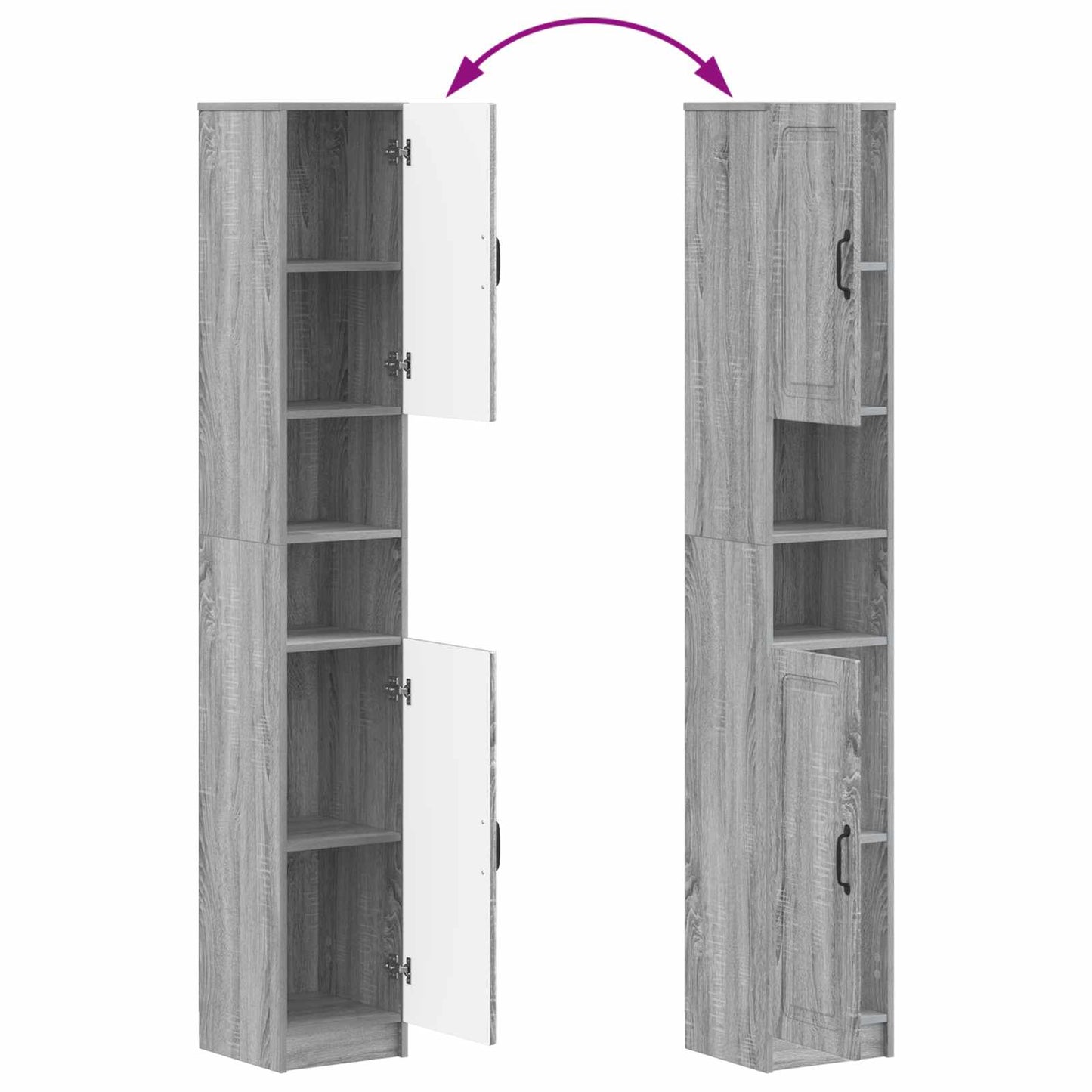 4-delige Badkamerkast Set UTRECHT Grijs Sonoma Bewerkt hout is nu te koop bij PeponiXL, paradijselijk wonen!
