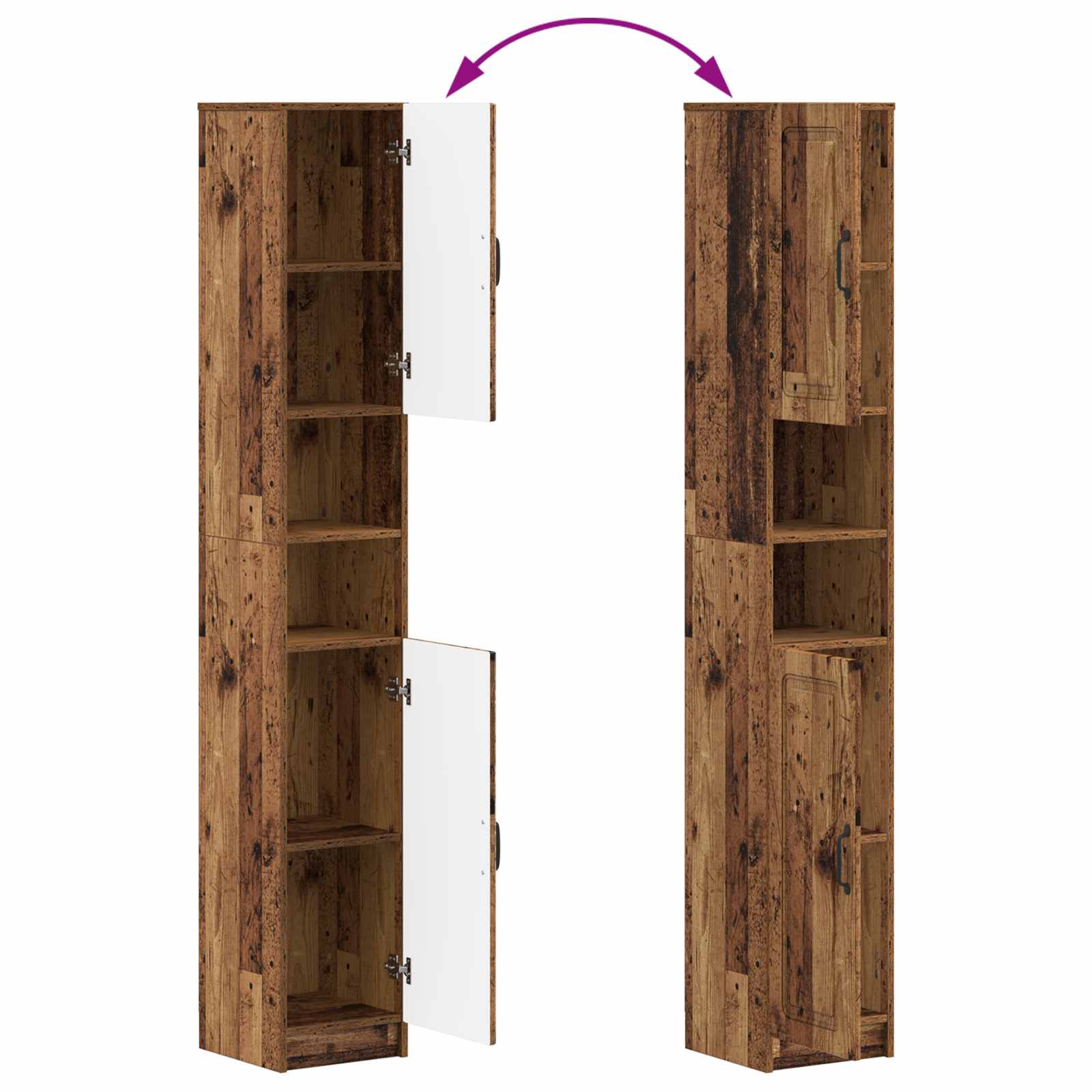 4-delige Badkamerkast Set UTRECHT Oud hout Bewerkt hout is nu te koop bij PeponiXL, paradijselijk wonen!