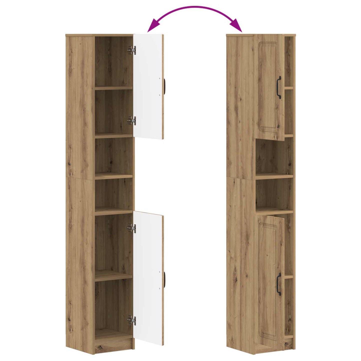 4-delige Badkamerkast Set UTRECHT Artisanaal eiken Bewerkt hout is nu te koop bij PeponiXL, paradijselijk wonen!