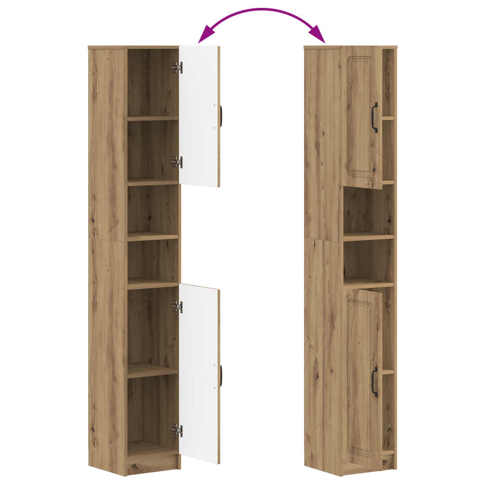 4-delige Badkamerkast Set UTRECHT Artisanaal eiken Bewerkt hout is nu te koop bij PeponiXL, paradijselijk wonen!
