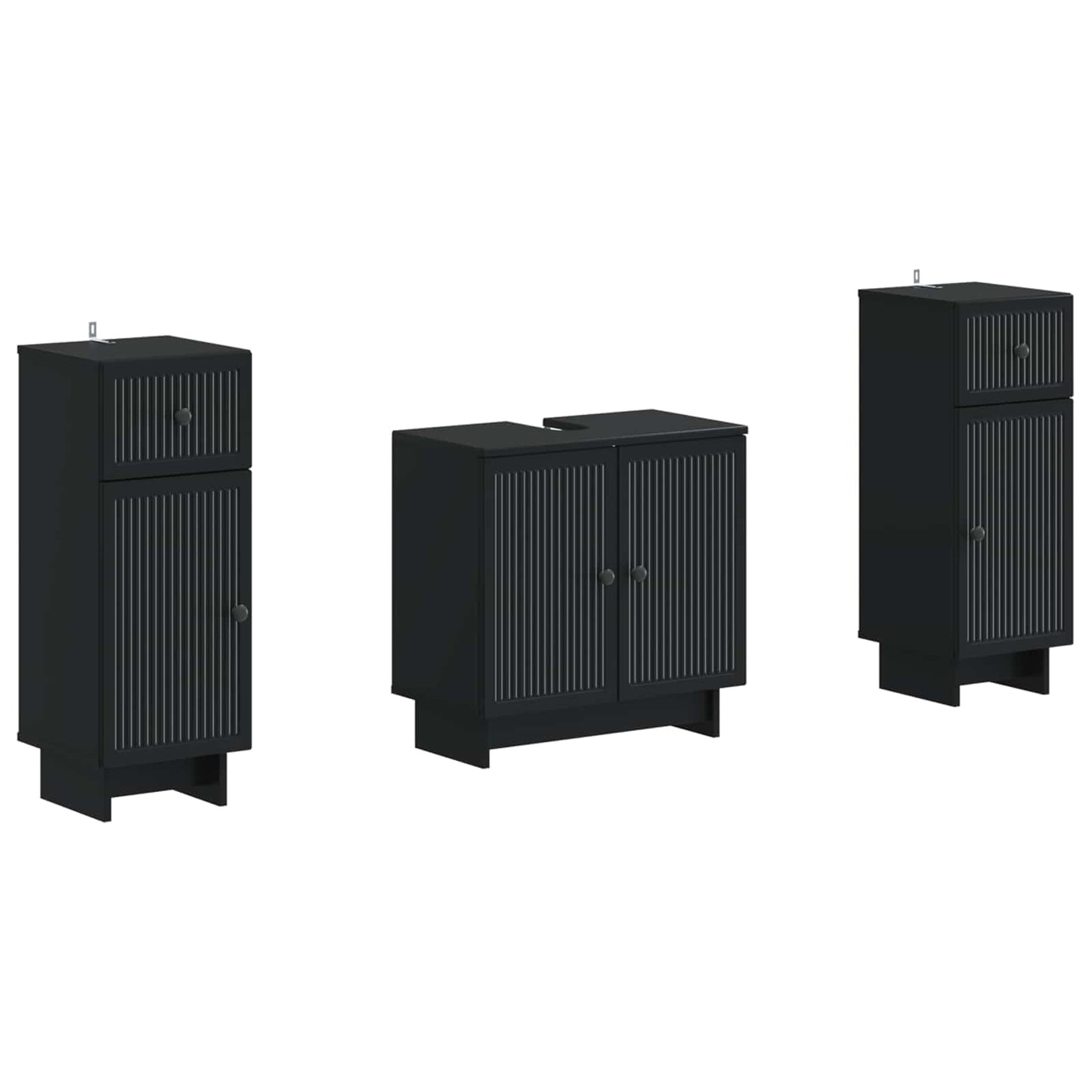 2-delige Badkamerkast Set EDE Zwart Bewerkt hout is nu te koop bij PeponiXL, paradijselijk wonen!
