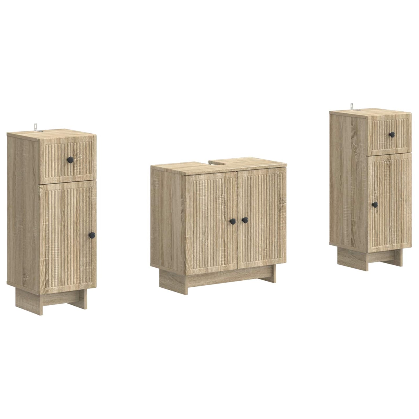 2-delige Badkamerkast Set EDE Sonoma Eiken Bewerkt hout is nu te koop bij PeponiXL, paradijselijk wonen!